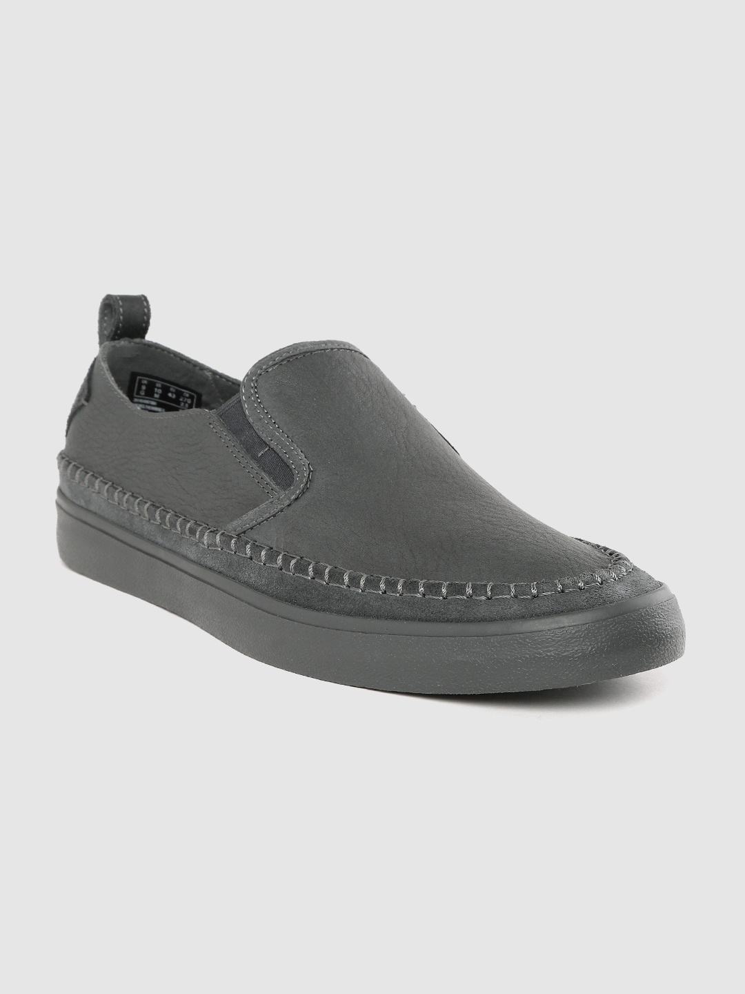 

Clarks Men Charcoal Grey Leather Slip-On Sneakers