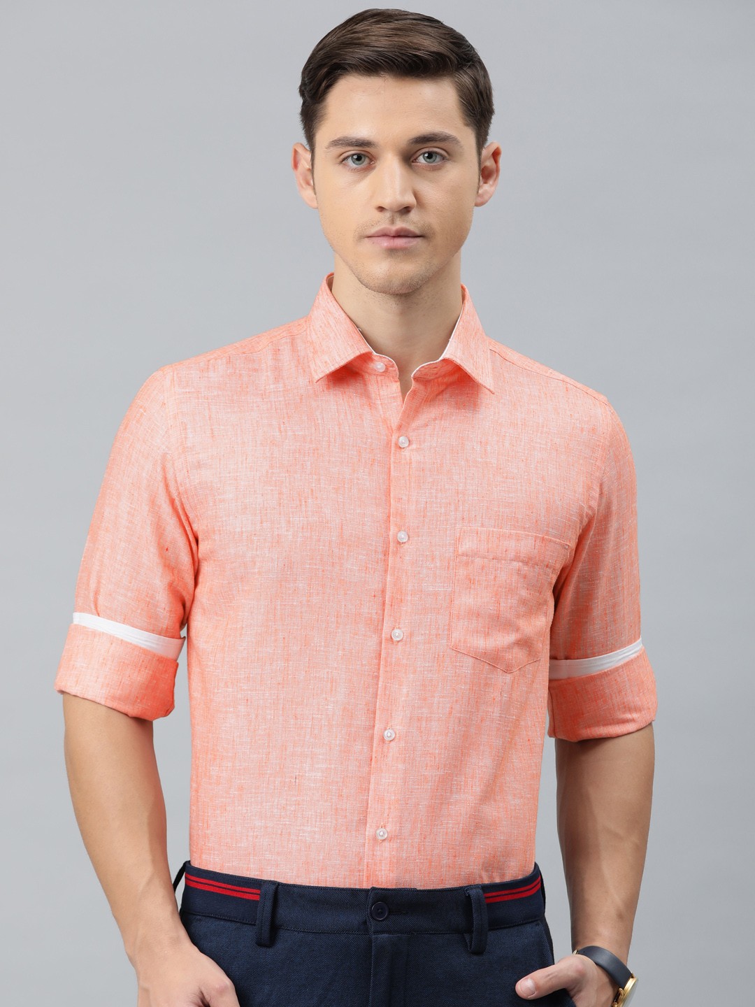 

IVOC Men Orange Slim Fit Solid Formal Shirt