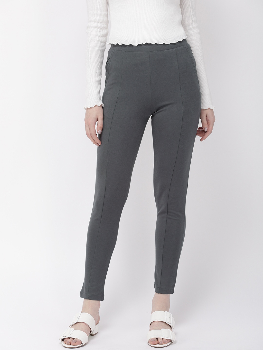 

Go Colors Women Charcoal Grey Solid Treggings