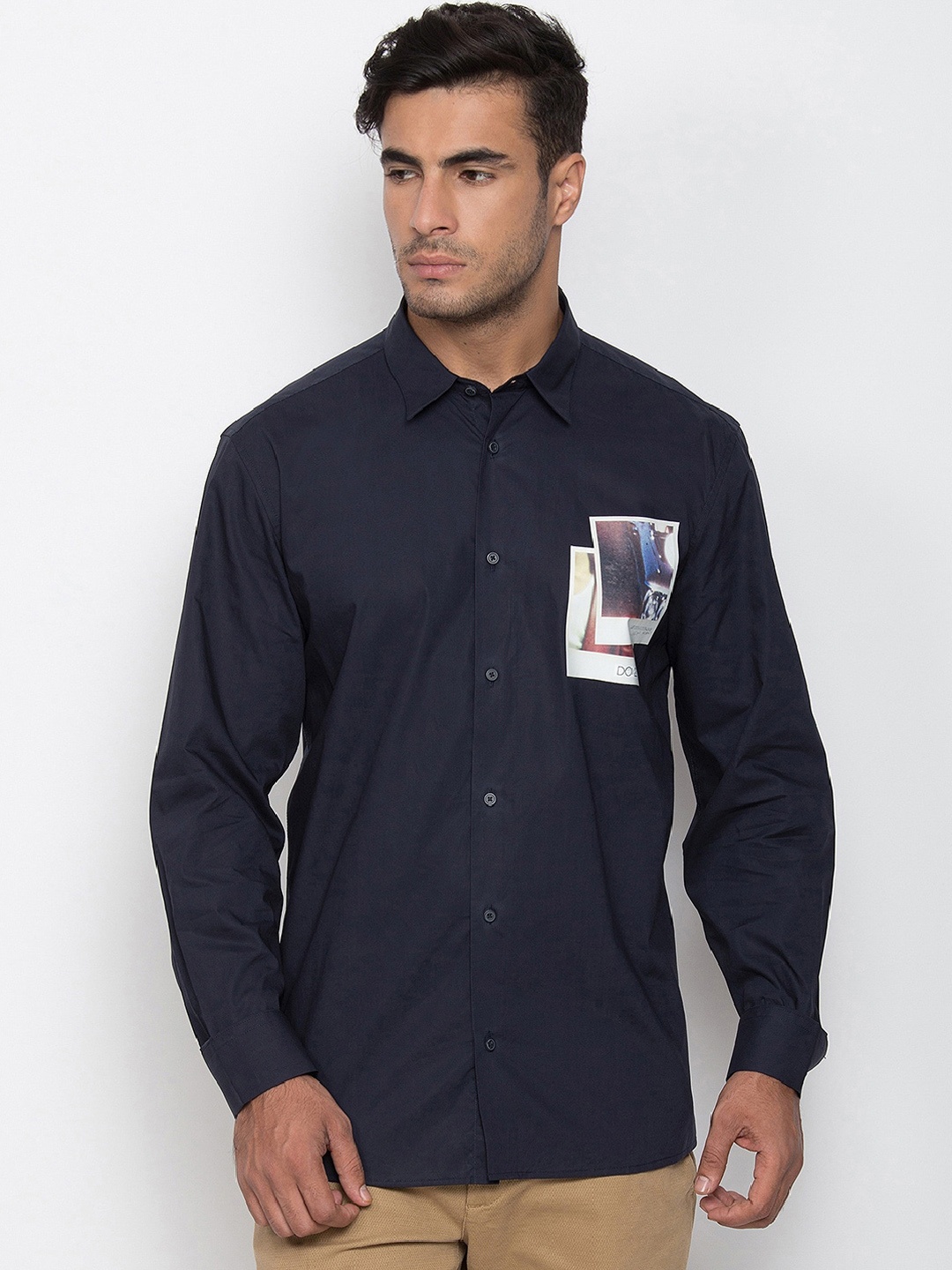 

Antony Morato Men Navy Blue Slim Fit Printed Casual Shirt