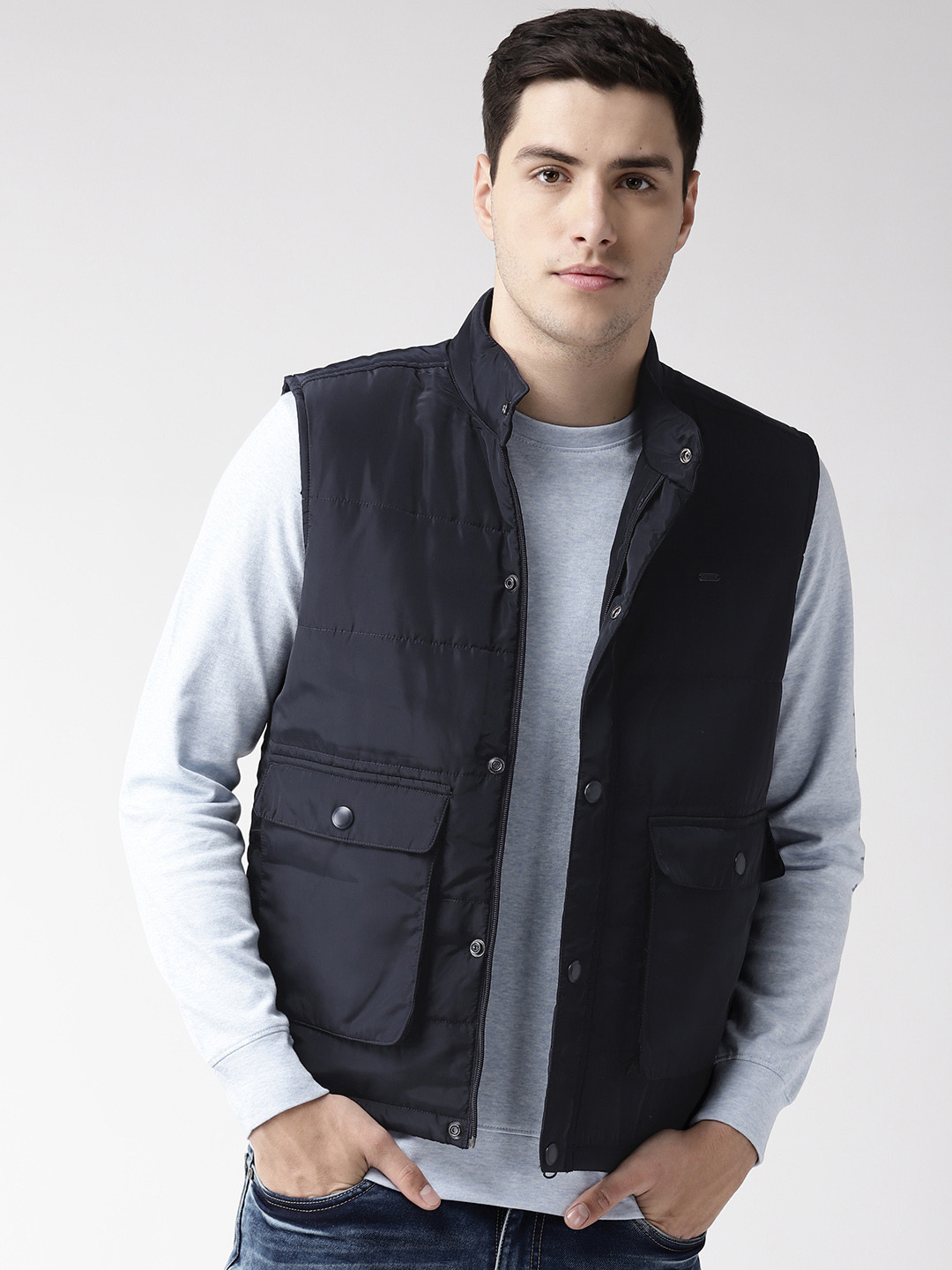 

Richlook Men Navy Blue Solid Lightweight Tailored Jacket