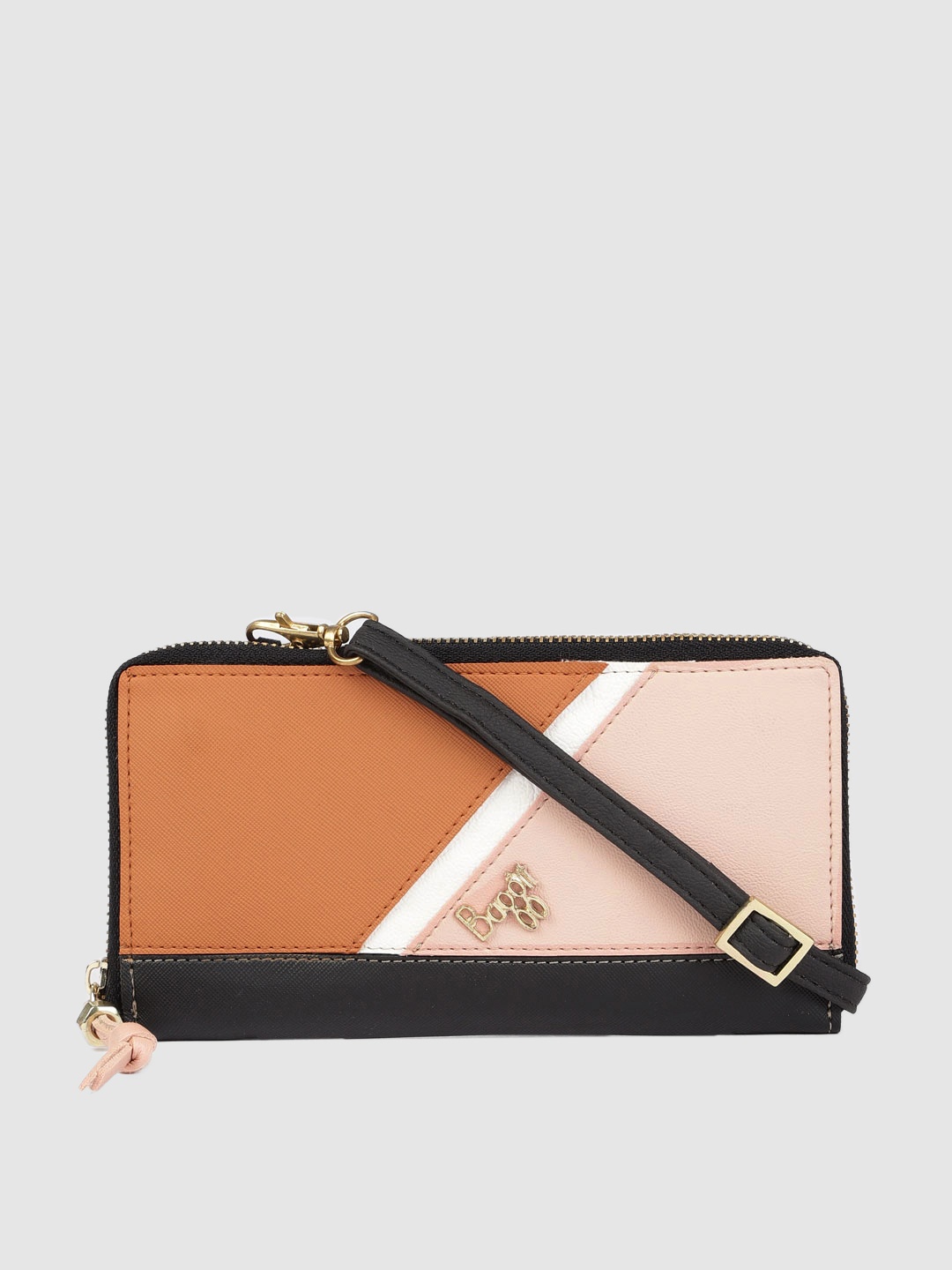 

Baggit Women Black & Pink Colourblocked Zip Around Wallet