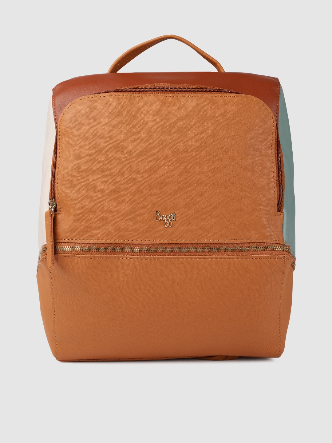 

Baggit Women Tan-Brown & Blue Colorblocked Backpack