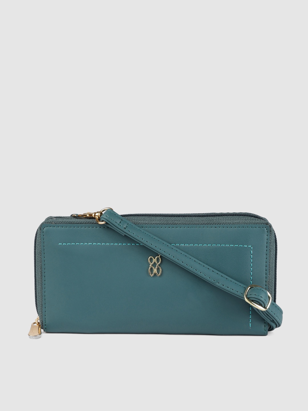 

Baggit Women Teal Blue Solid LWXE STEADY Zip Around Wallet