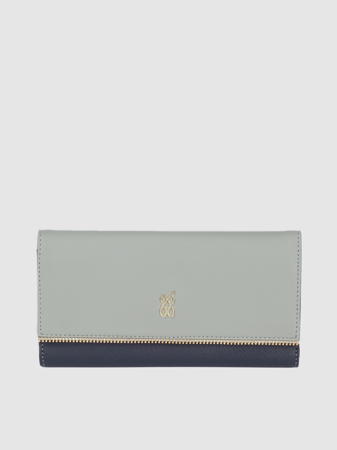 

Baggit Women Grey & Blue Colourblocked Three Fold Wallet