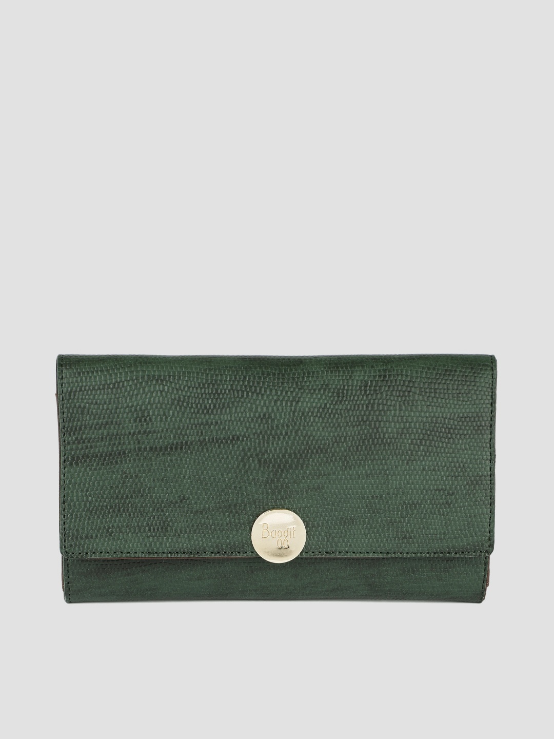 

Baggit Women Olive Green Textured Three Fold Wallet