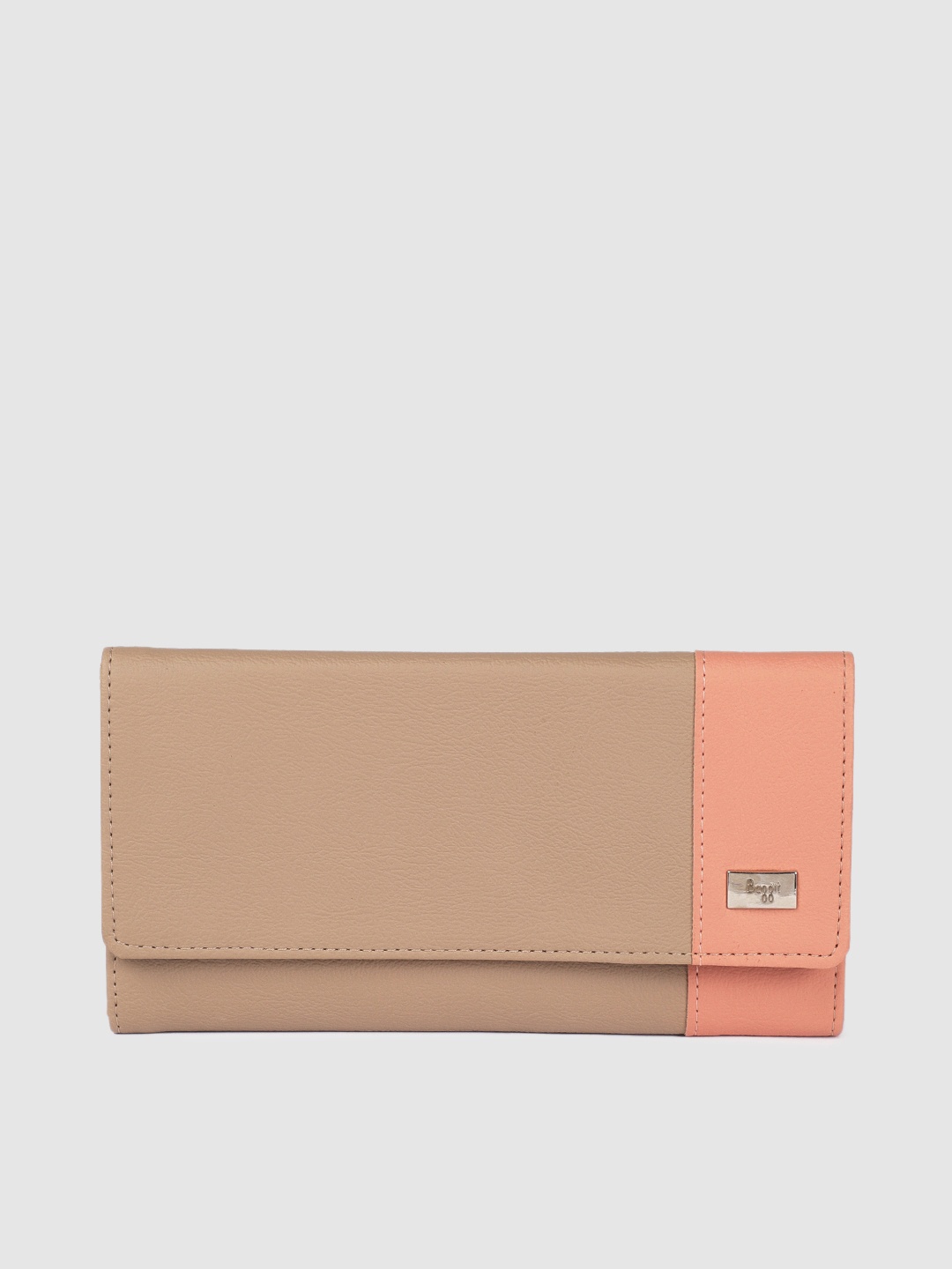 

Baggit Women Beige & Pink Colourblocked Three Fold Wallet