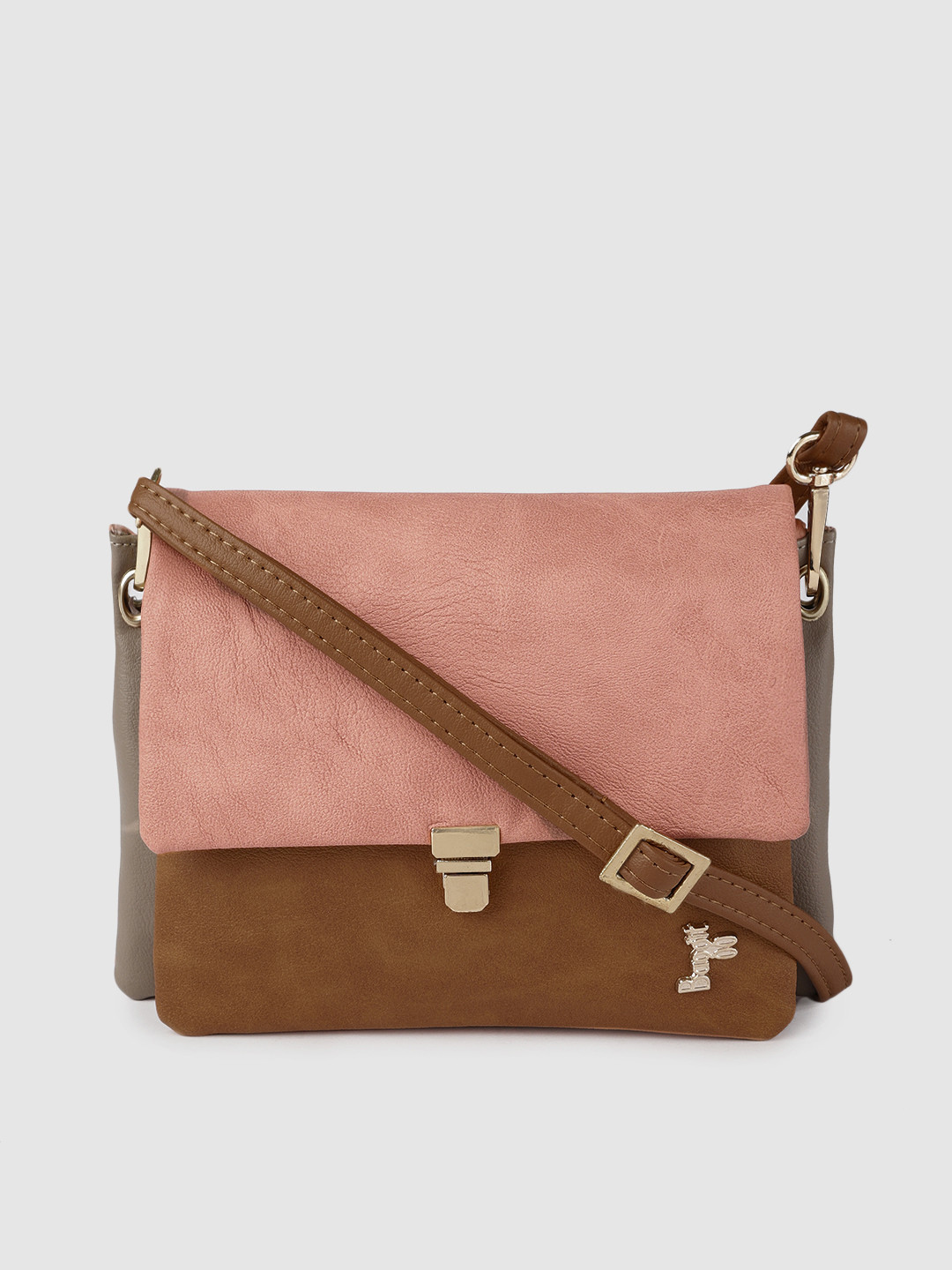 

Baggit Pink & Brown Colourblocked Sling Bag