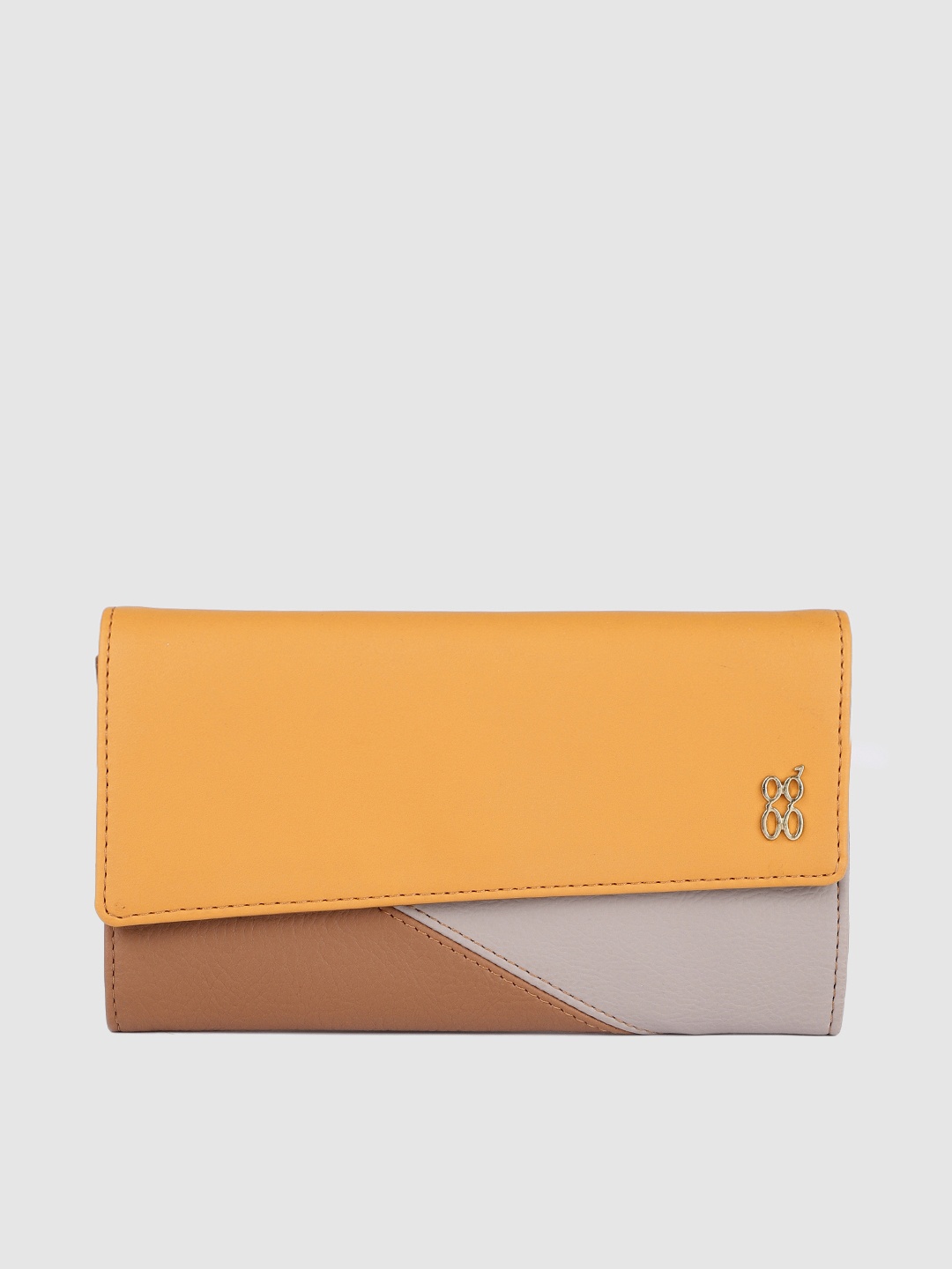 

Baggit Women Yellow & Brown Colourblocked Two Fold Wallet