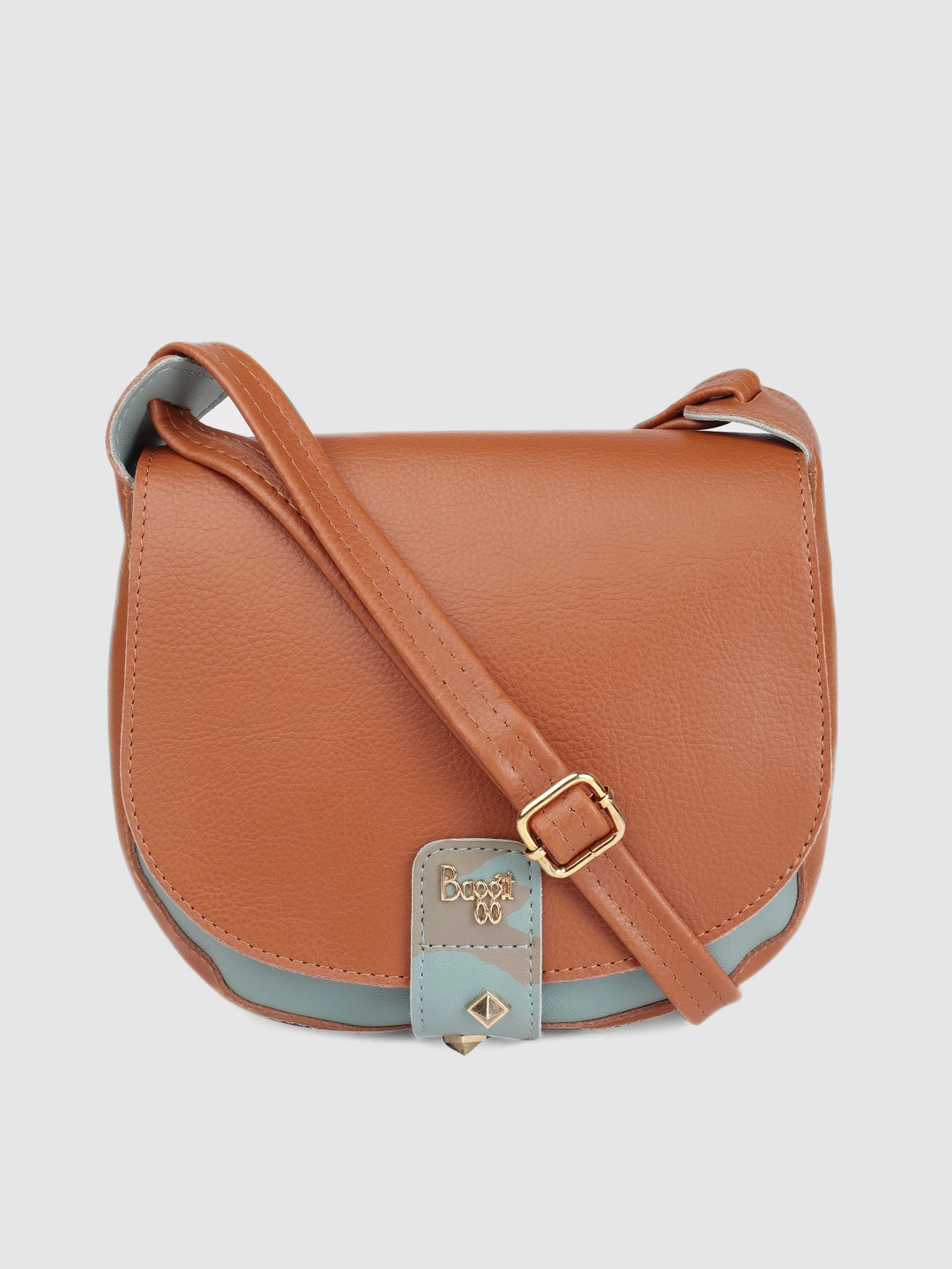 

Baggit Tan-Brown & Green Solid Sling Bag