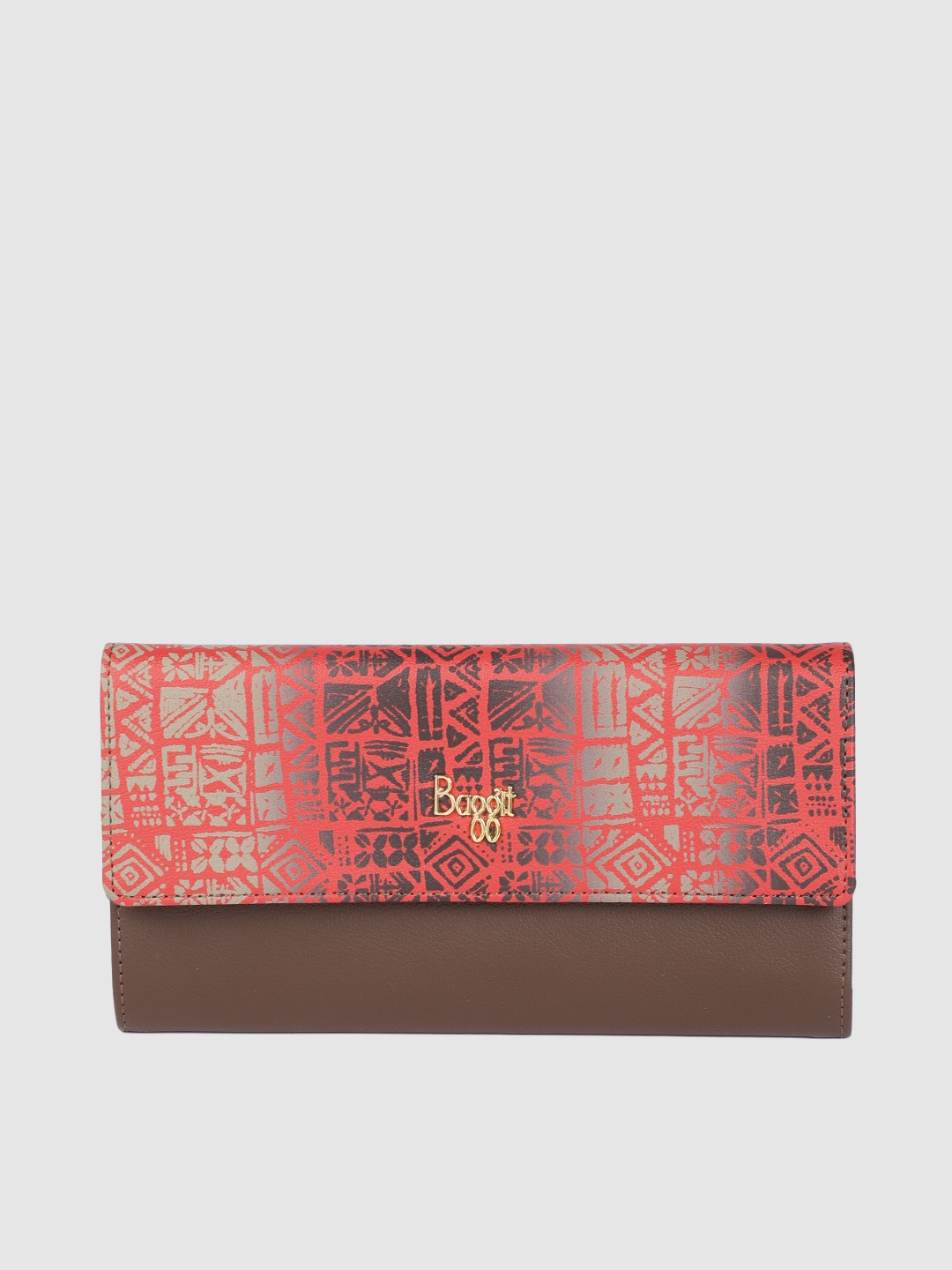 

Baggit Women Red & Brown Printed Three Fold Wallet