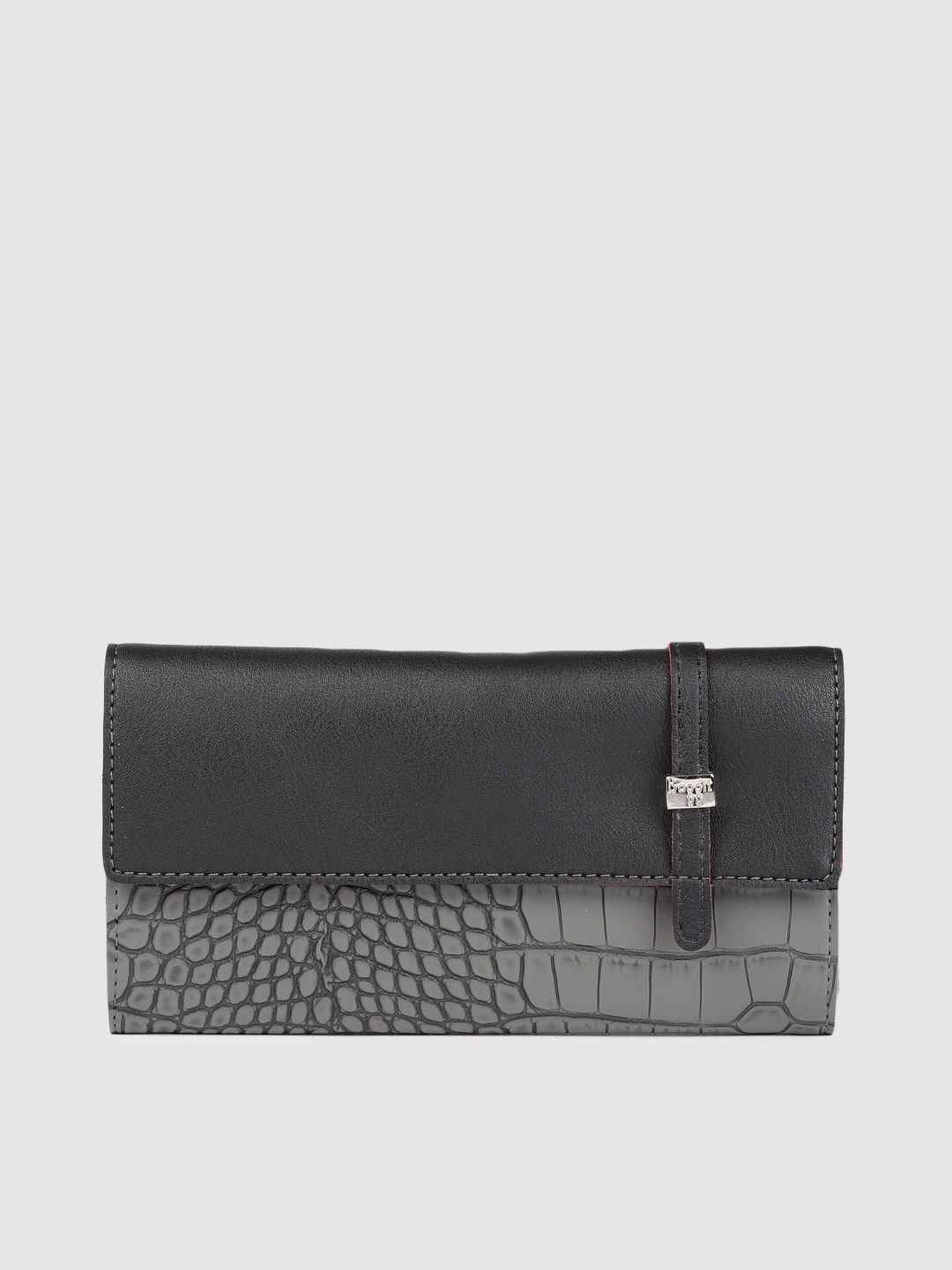 

Baggit Women Charcoal Grey & Black Textured Three Fold Wallet