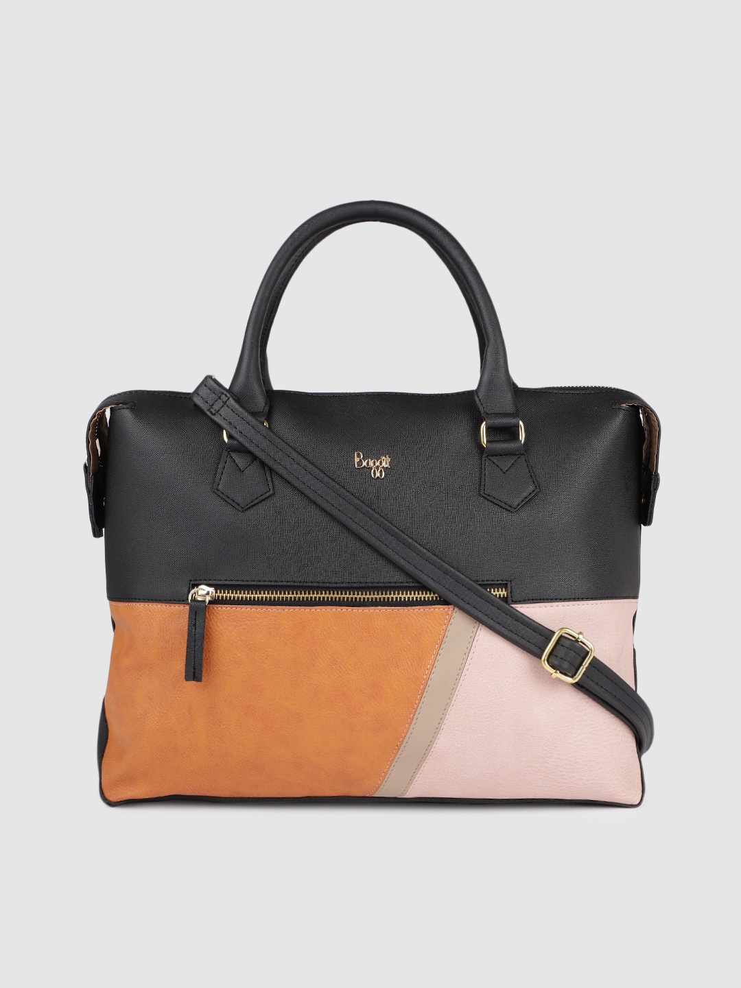 

Baggit Black & Pink Colourblocked Handheld Bag