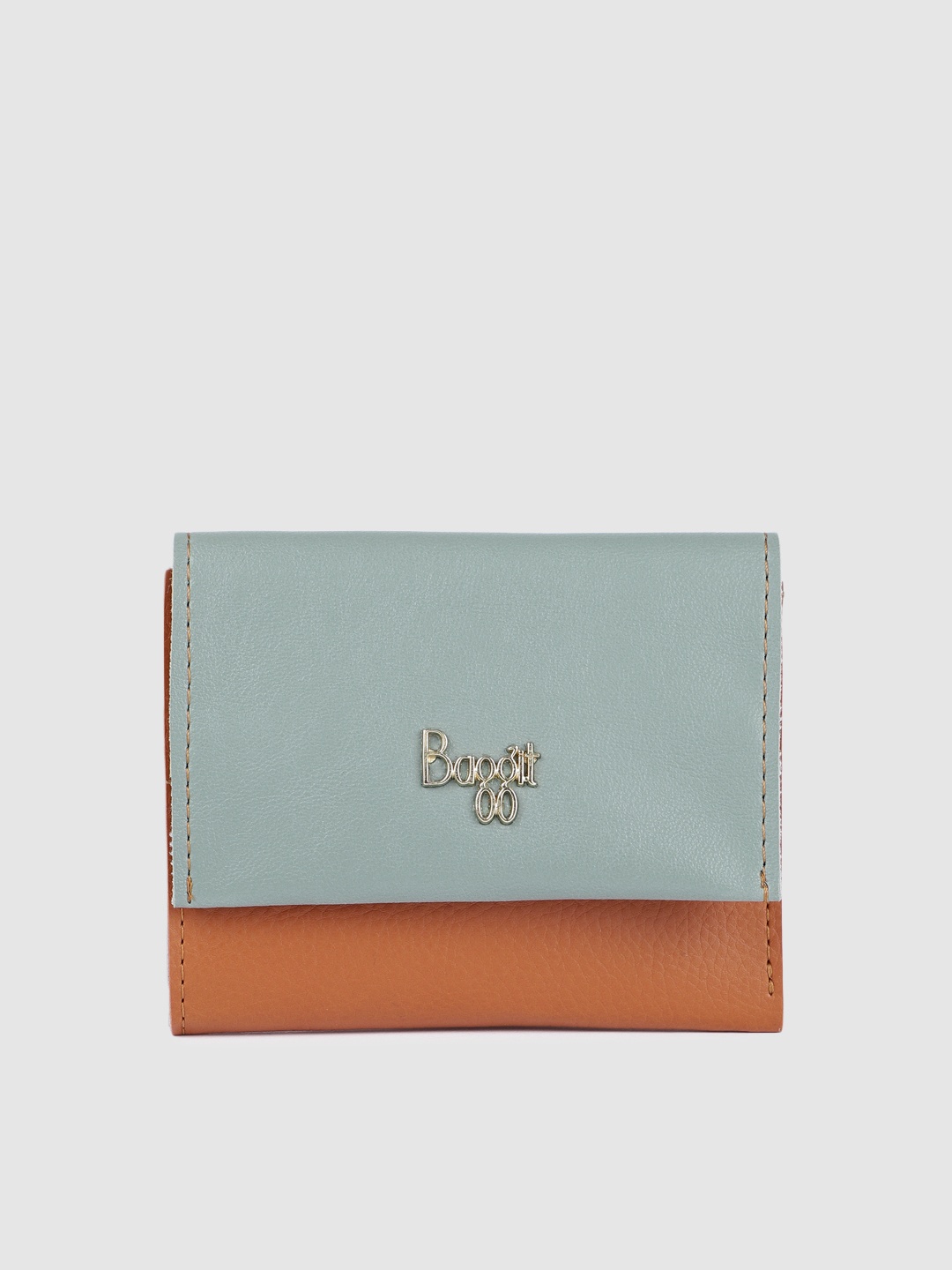 

Baggit Women Green & Tan Colourblocked Three Fold Wallet