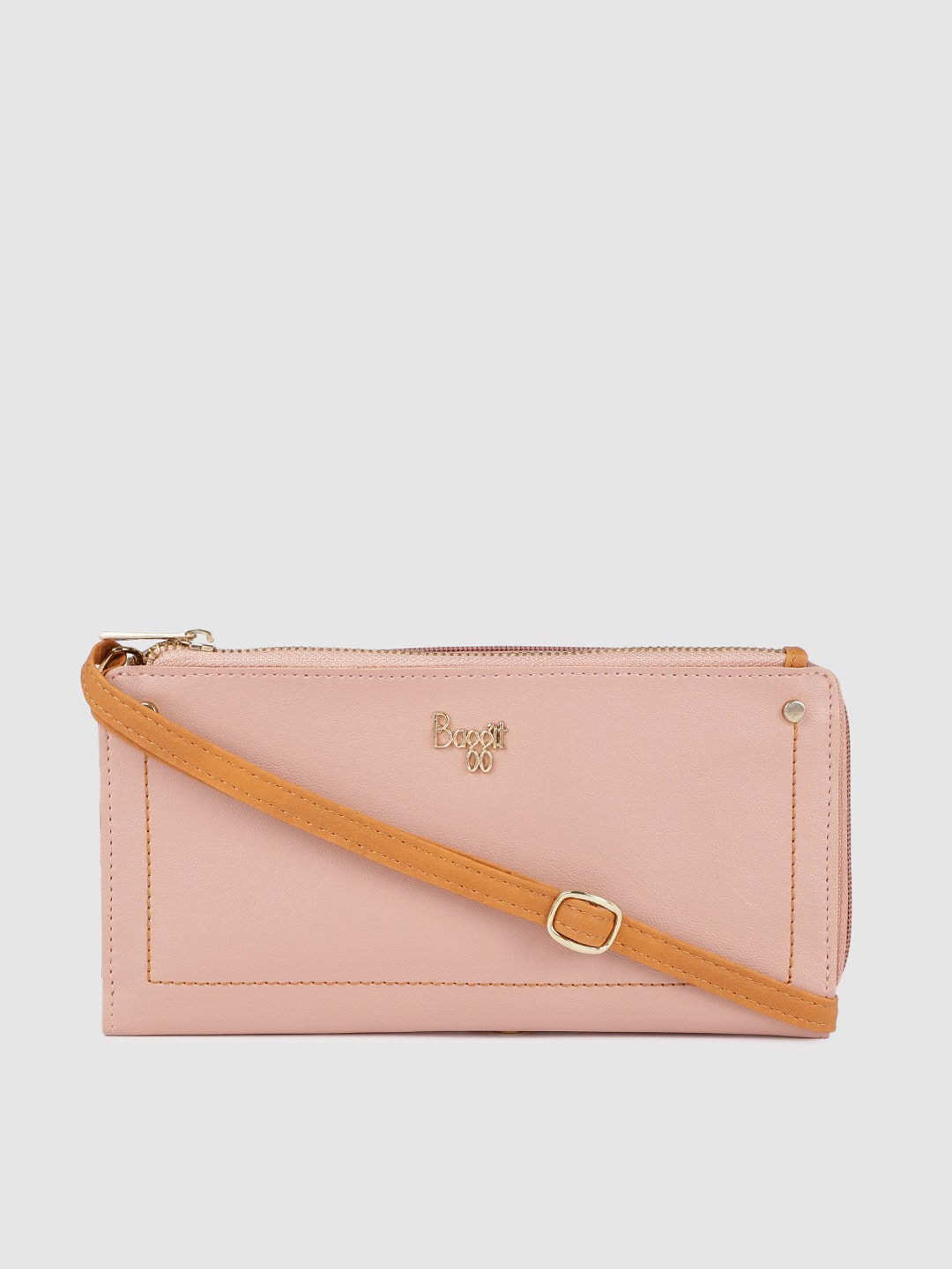 

Baggit Women Peach-Coloured Solid Zip Around Wallet
