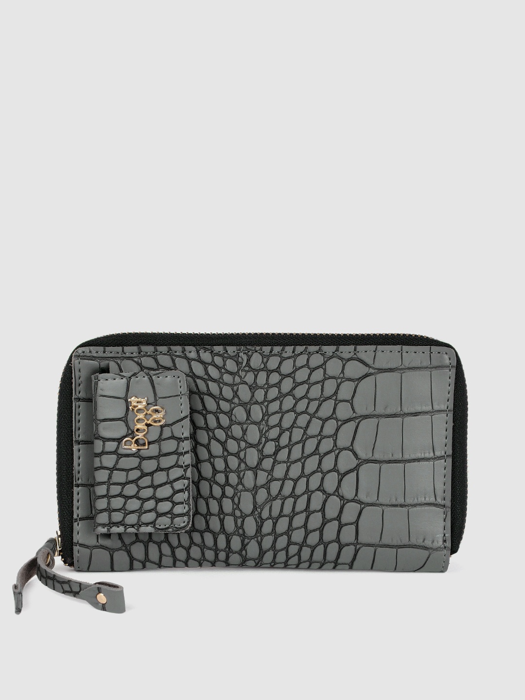 

Baggit Women Charcoal Grey Textured Zip Around Wallet