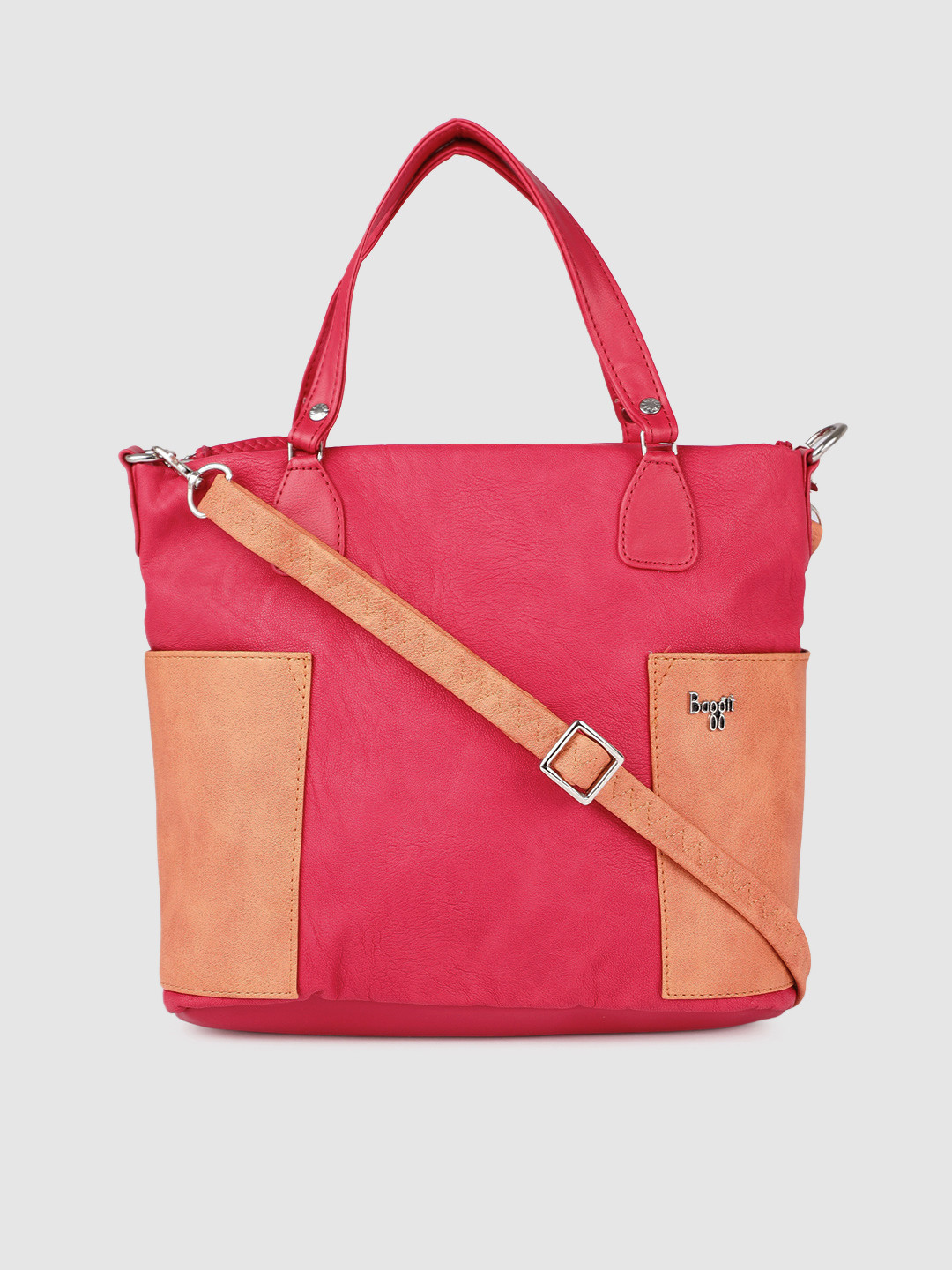 

Baggit Fuchsia & Orange Colourblocked Handheld Bag