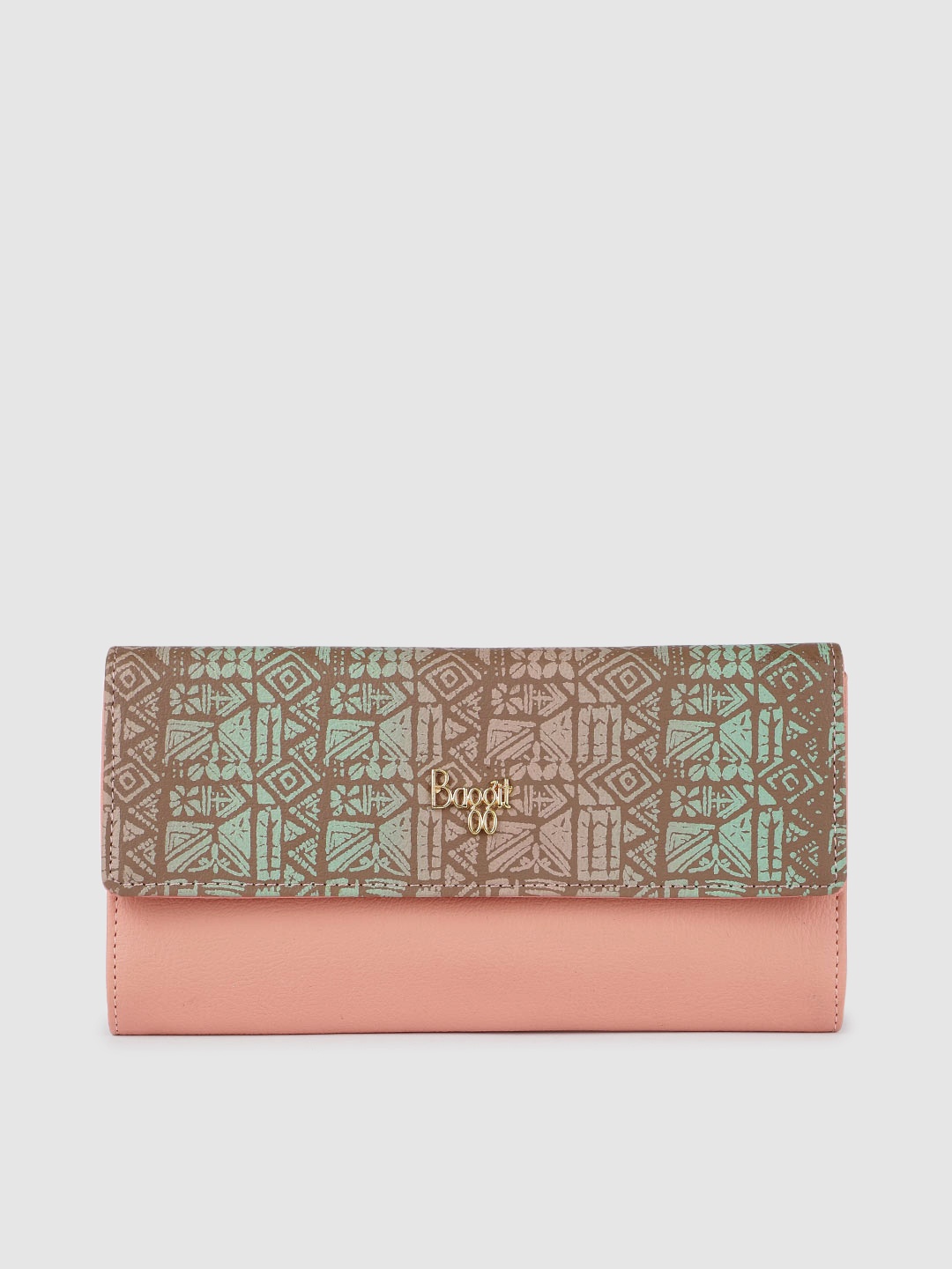 

Baggit Women Pink & Green Printed Three Fold Wallet