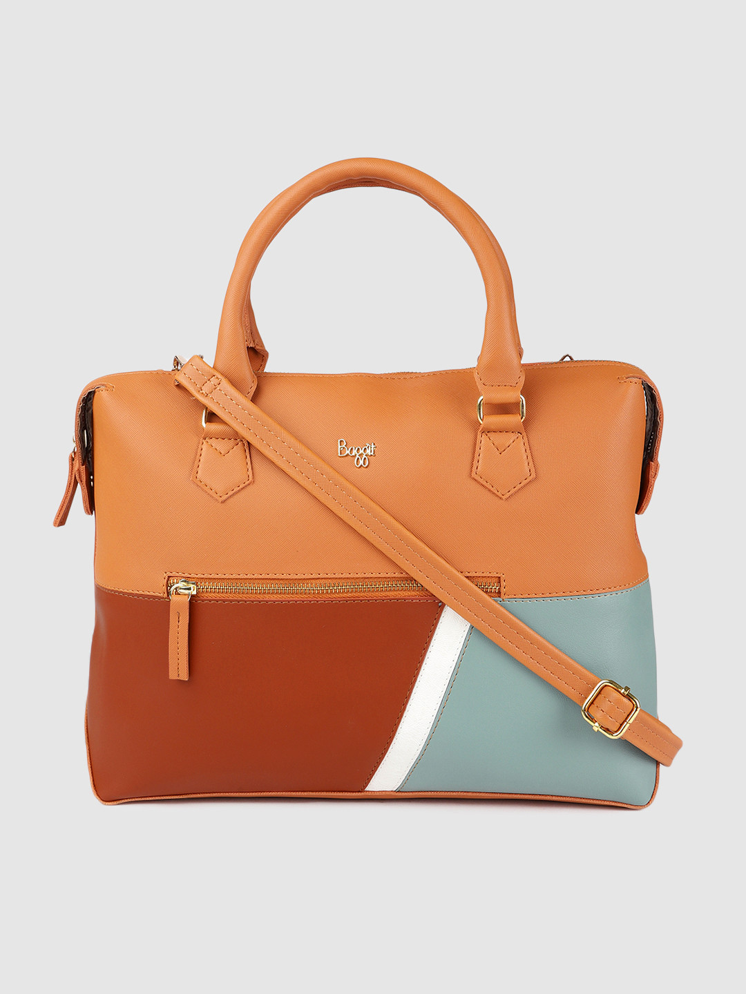 

Baggit Tan-Brown & Red Colourblocked Handheld Bag