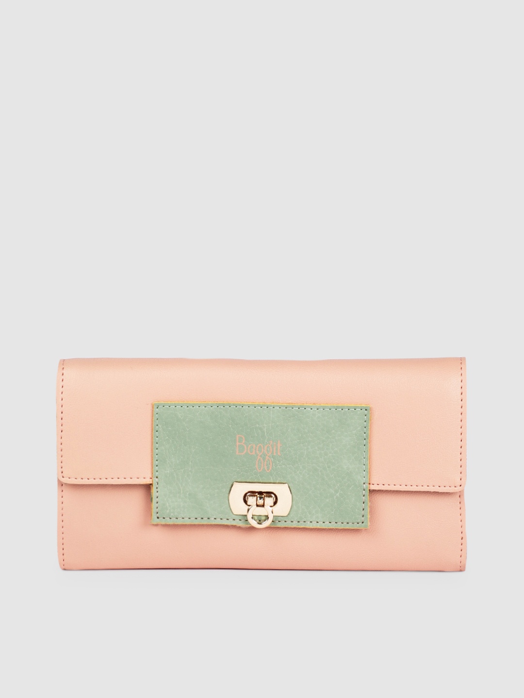 

Baggit Women Peach-Coloured Solid Three Fold Wallet
