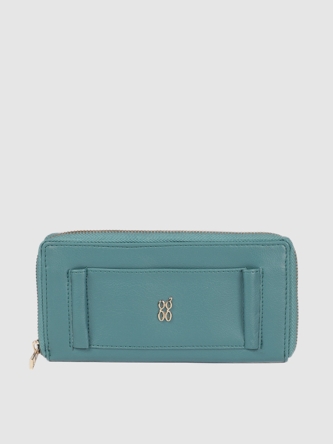

Baggit Women Teal-Blue Solid Zip Around Wallet