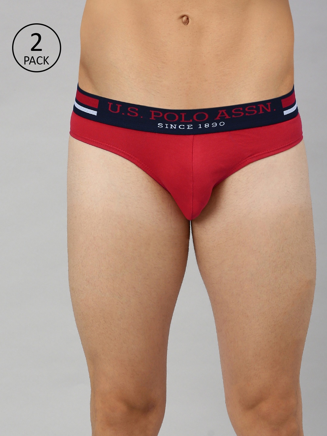 

U.S. Polo Assn. Men Pack of 2 Red Solid Briefs Y9I006-125-P2-L