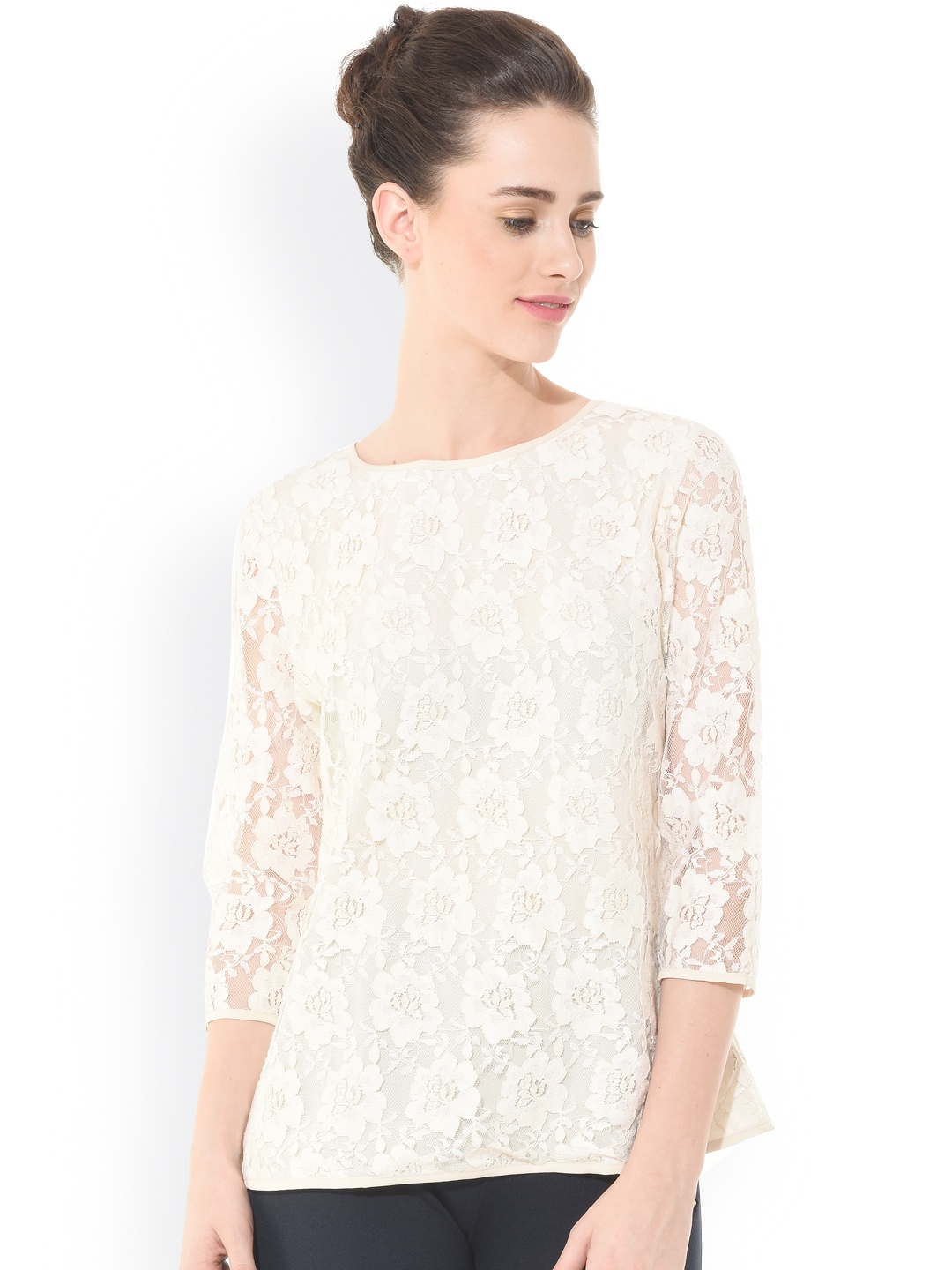 

Besiva Beige Lace Top