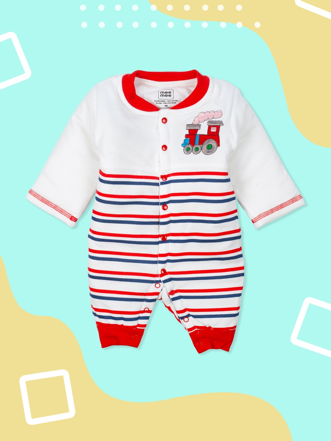 

MeeMee Infants White & Red Striped Rompers