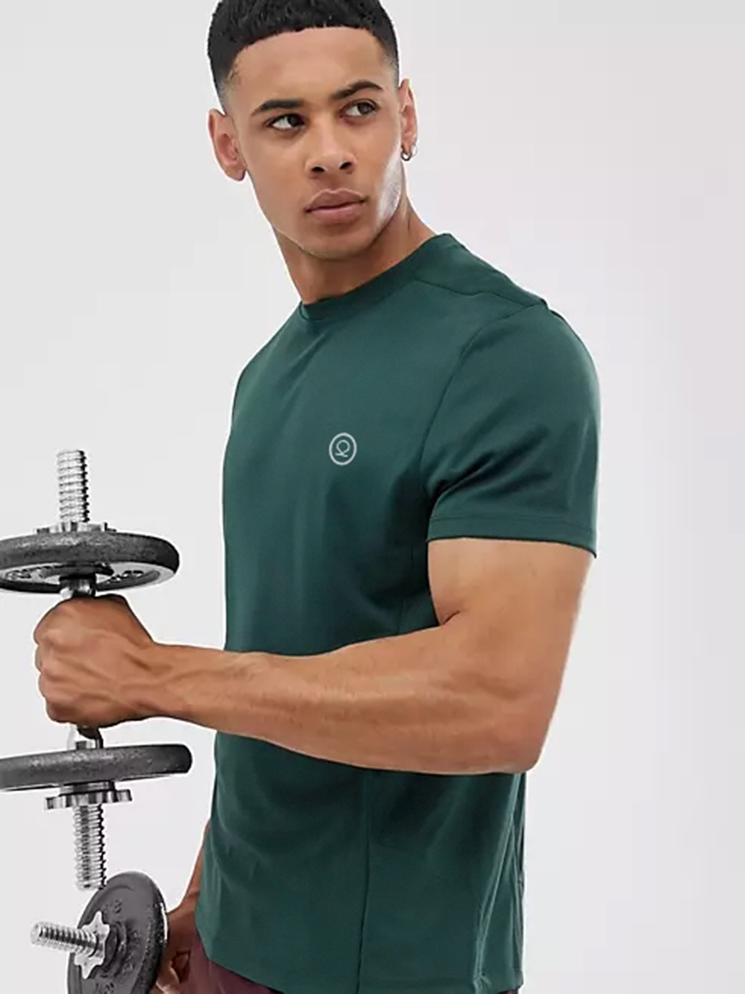 

Chkokko Men Green Solid Round Neck Running T-shirt