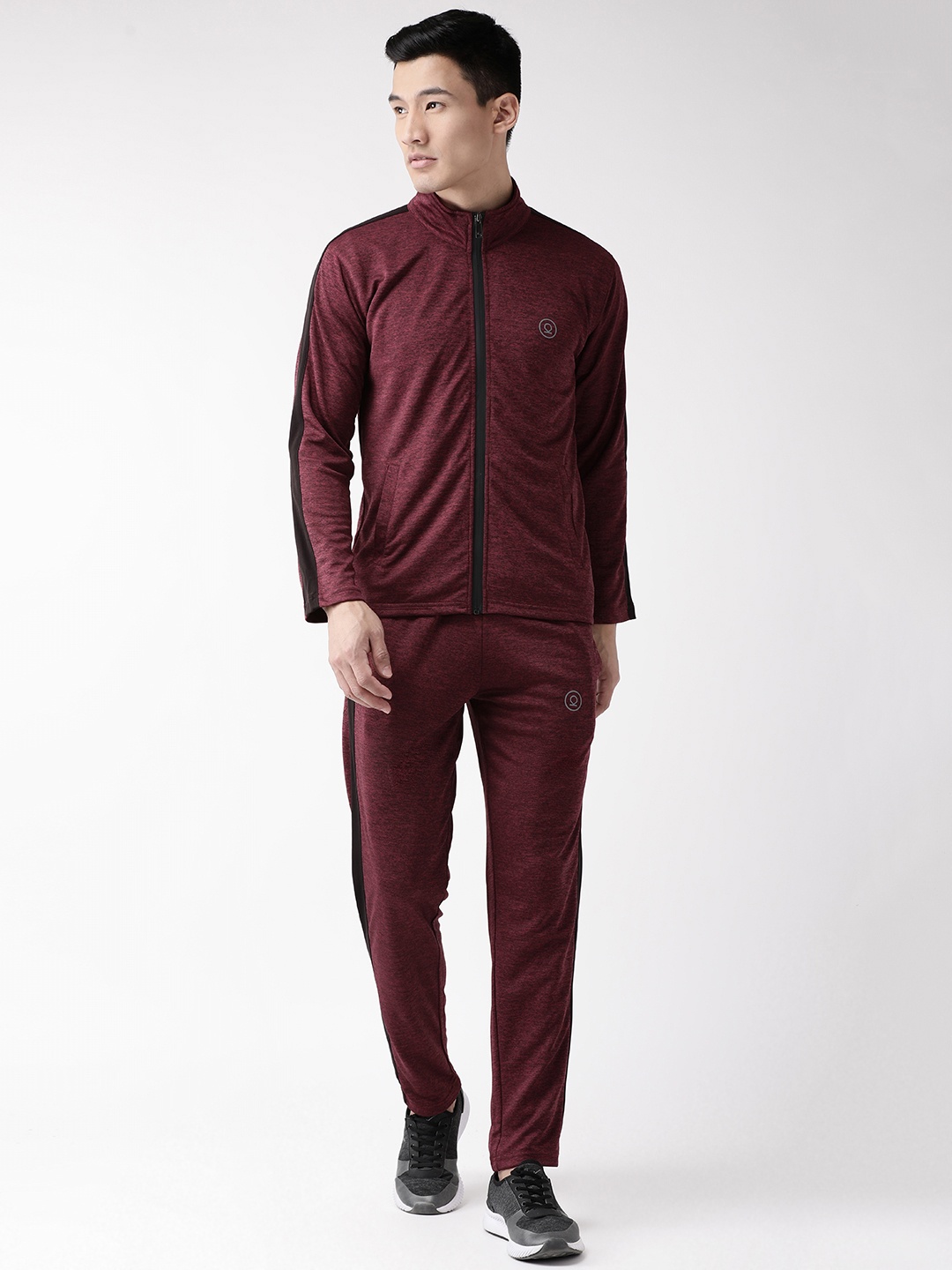 

CHKOKKO Men Maroon Self-Design Training Tracksuit
