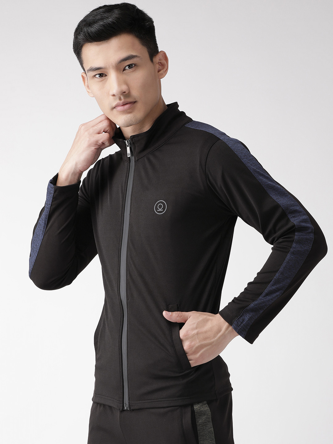 

Chkokko Men Black Solid Training Jacket