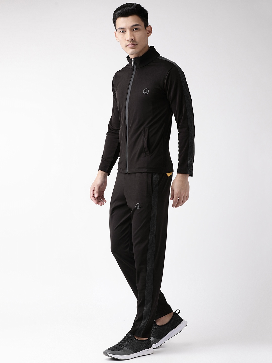 

CHKOKKO Men Black Solid Training Track Suit