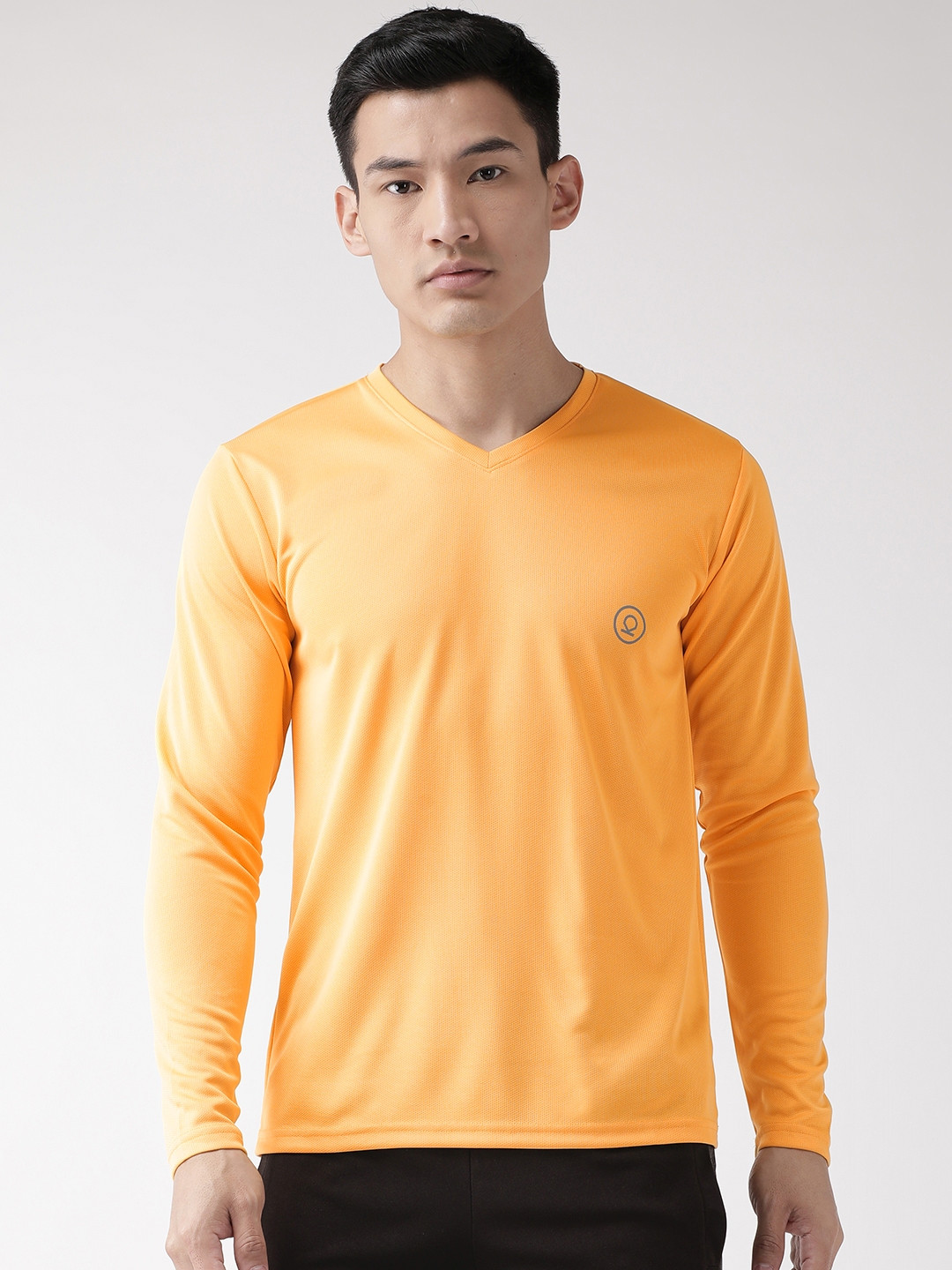 

Chkokko Men Yellow Solid V-Neck Training T-shirt