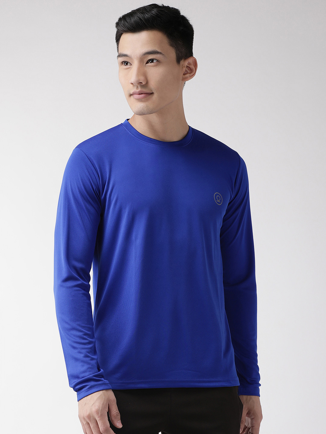 

CHKOKKO Men Blue Round Neck Running T-shirt