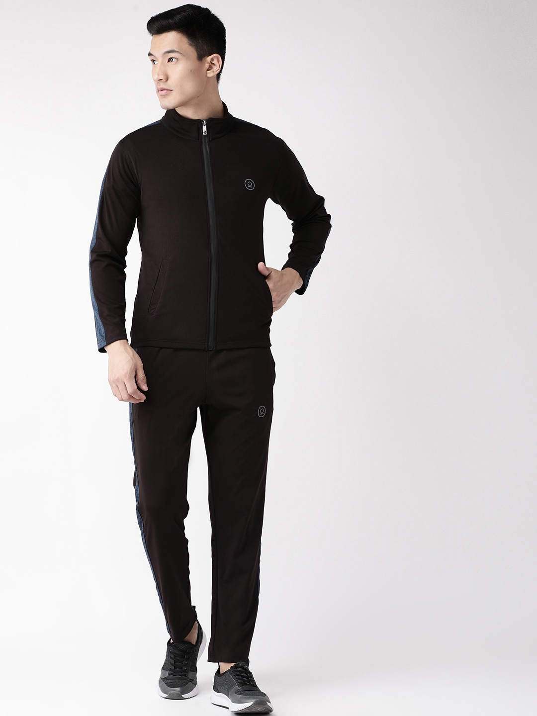 

CHKOKKO Men Black Solid Training Tracksuit