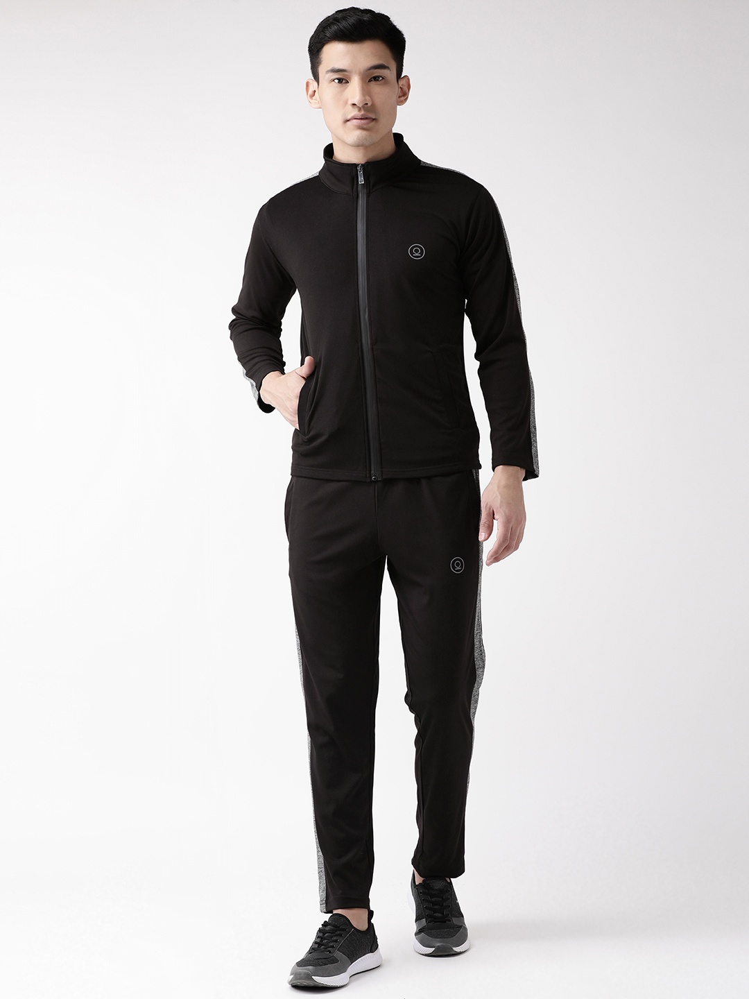 

CHKOKKO Men Black Solid Gym Track Suit