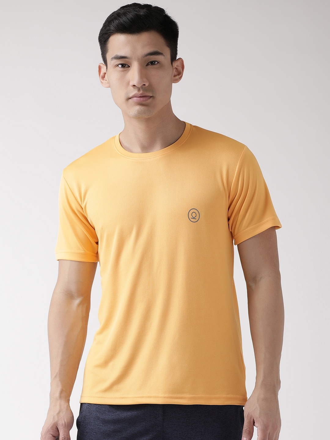 

Chkokko Men Yellow Solid Round Neck Yoga Gym T-shirt