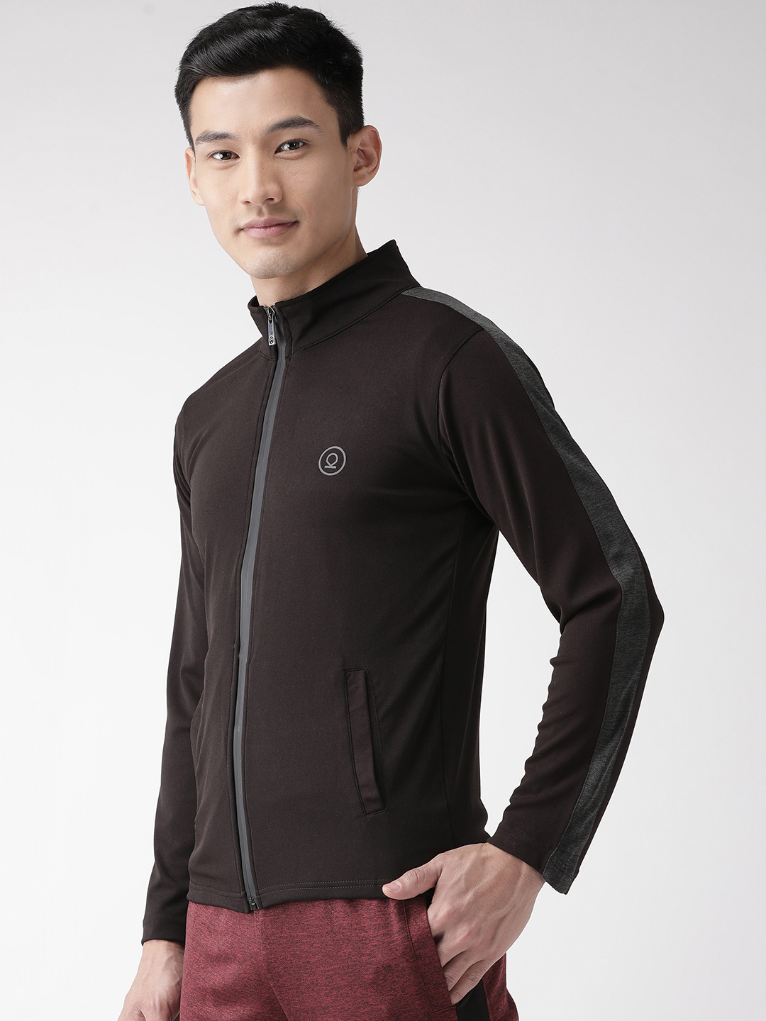 

Chkokko Men Black Solid Training Sporty Jacket