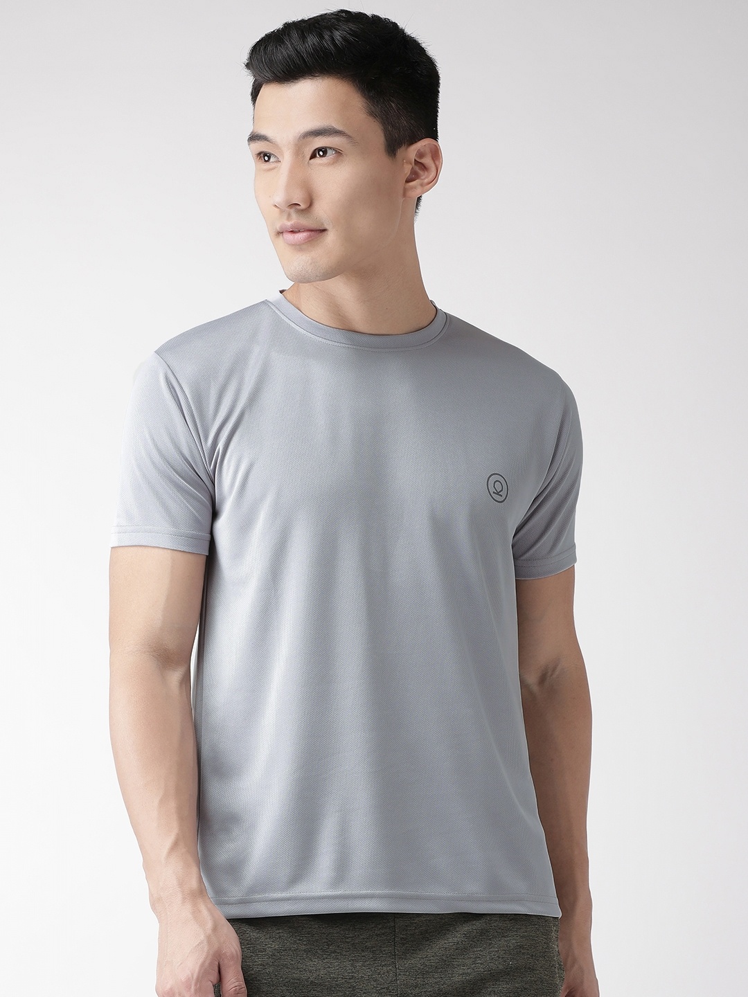 

Chkokko Men Grey Solid Round Neck Yoga Gym T-shirt