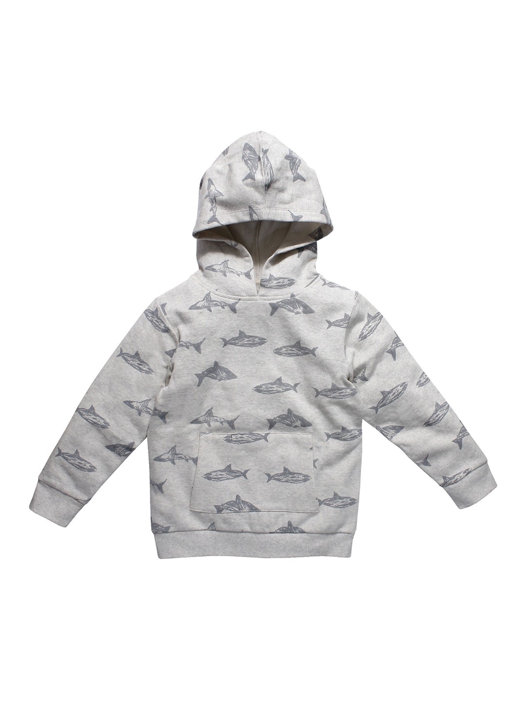 

Nino Bambino Girls Organic Cotton Grey Printed Hooded Sustainable Sweatshirt
