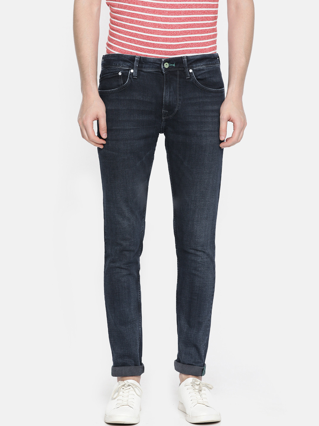 

Pepe Jeans Men Blue Finsbury Skinny Fit Low-Rise Clean Look Stretchable Jeans