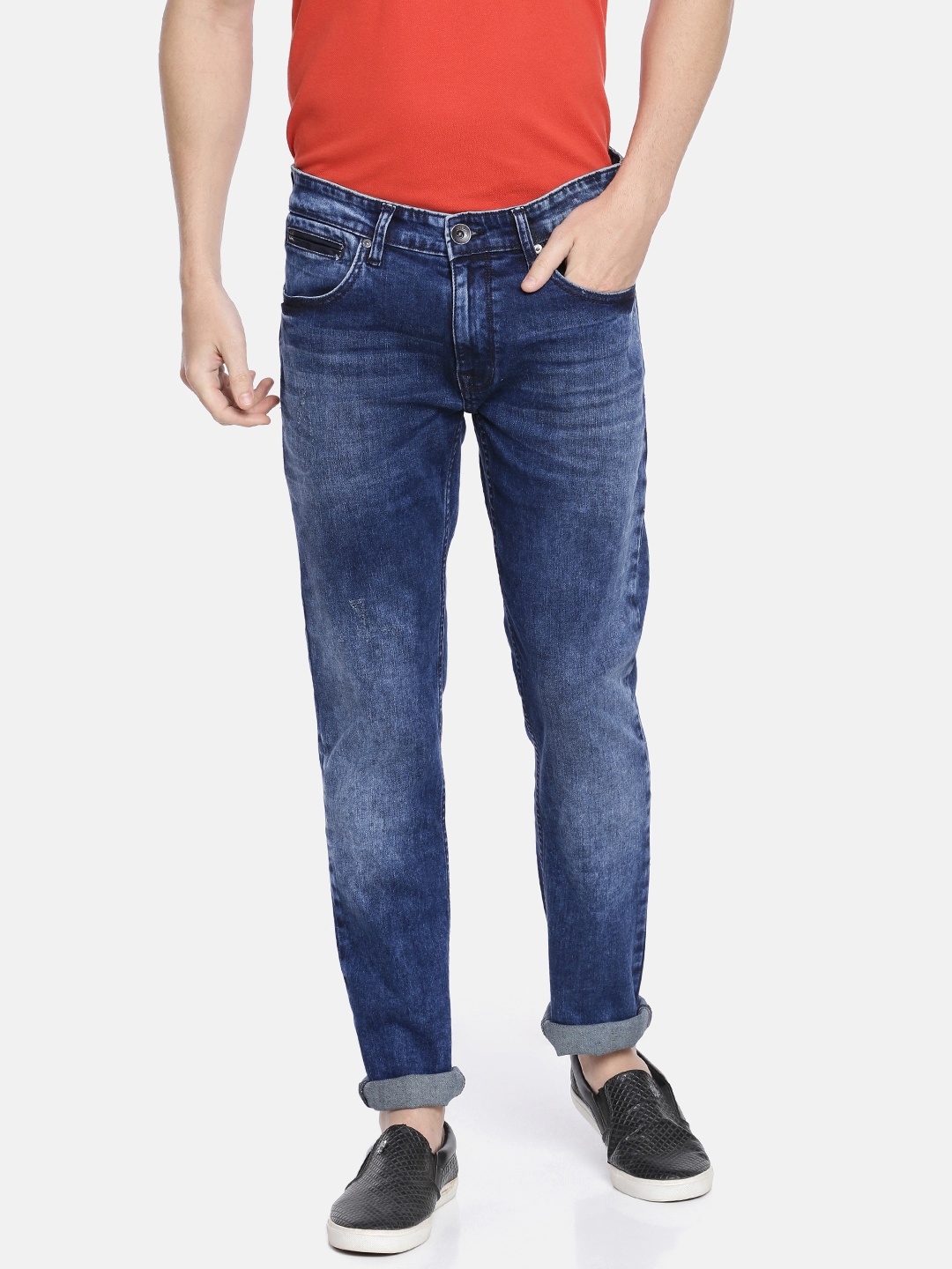 

Pepe Jeans Men Blue Jasper Vapour Slim Fit Low-Rise Clean Look Stretchable Jeans