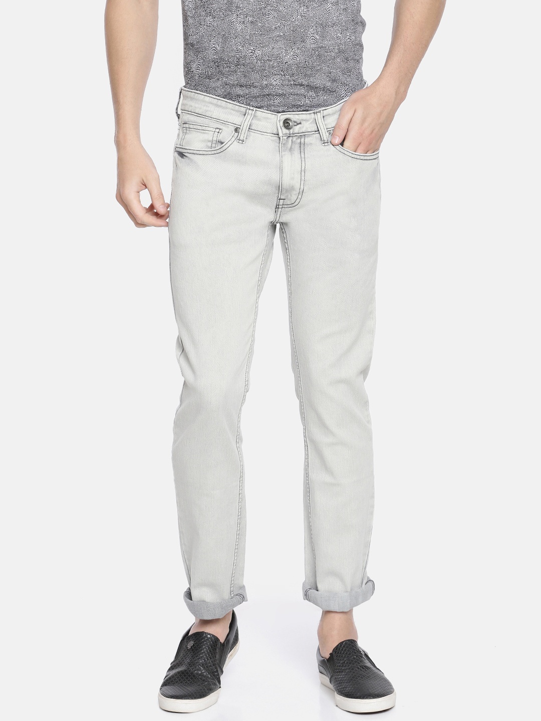 

Pepe Jeans Men Grey Arthur Vapour Slim Fit Low-Rise Clean Look Stretchable Jeans