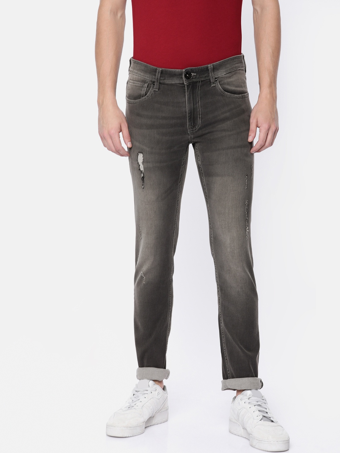 

Pepe Jeans Men Grey Shane Vapour Slim Fit Low-Rise Low Distress Stretchable Jeans