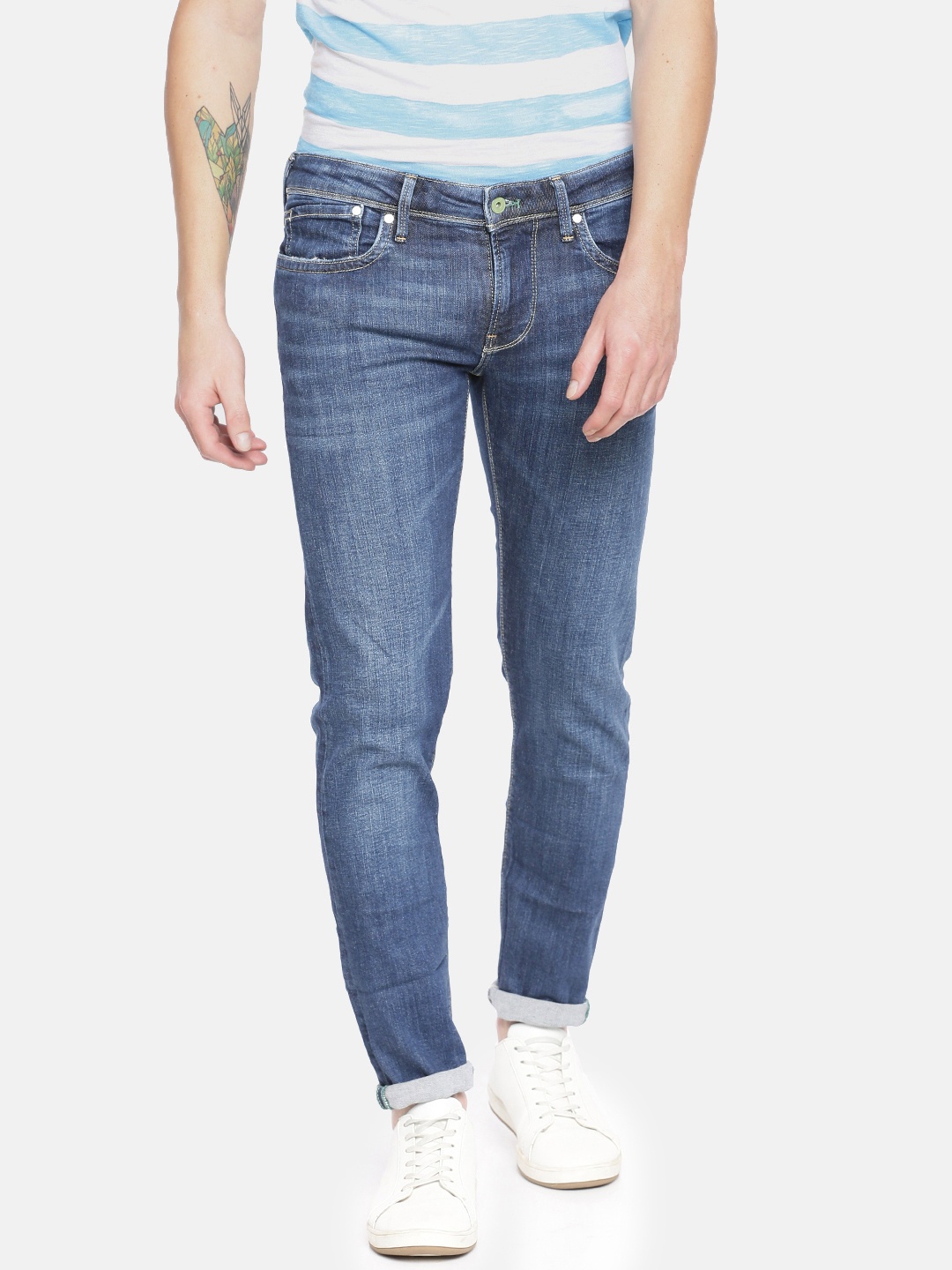 

Pepe Jeans Men Blue Hatch Slim Fit Low-Rise Clean Look Stretchable Jeans