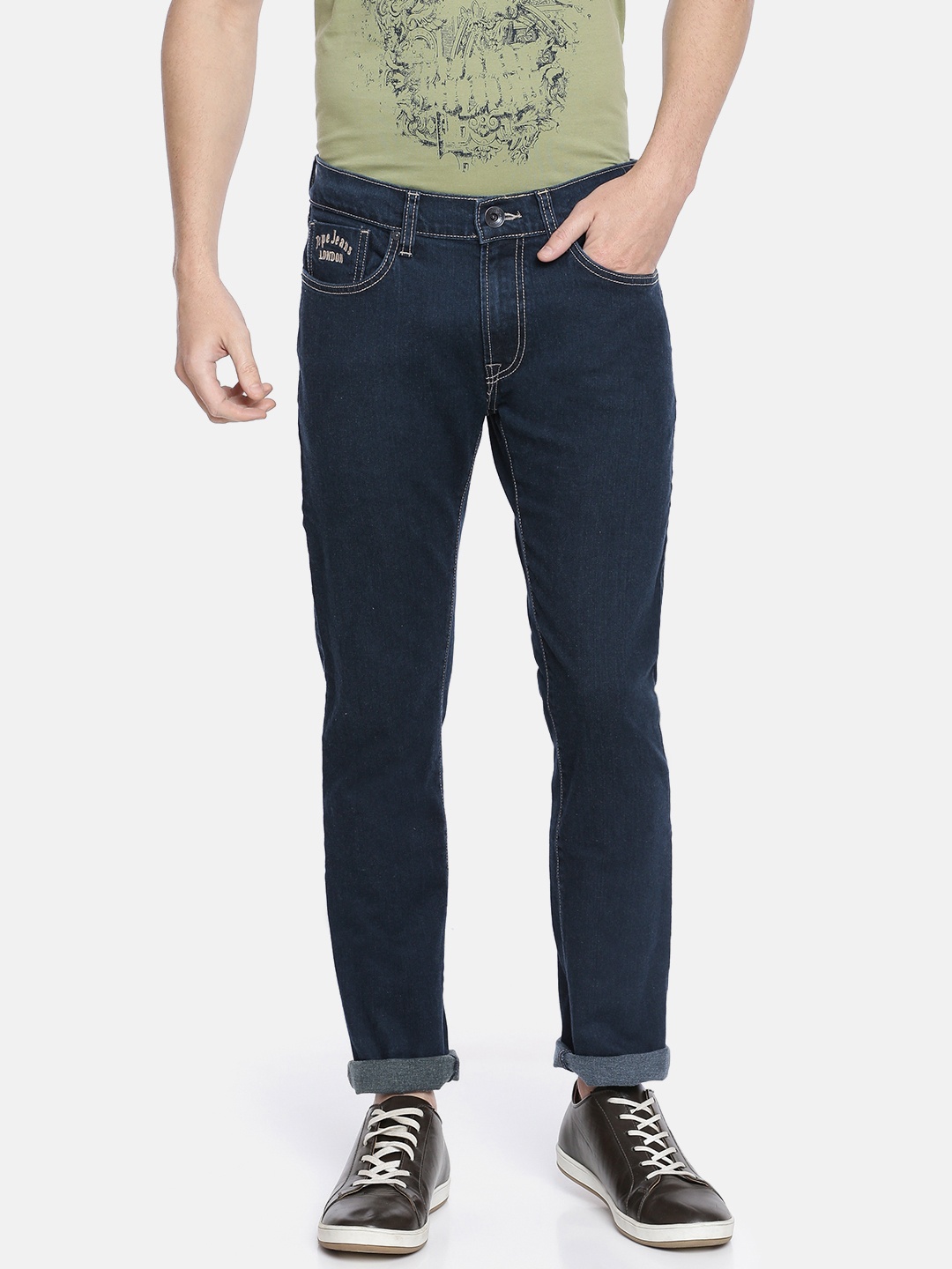 

Pepe Jeans Men Blue Soho Skinny Fit Low-Rise Clean Look Stretchable Jeans