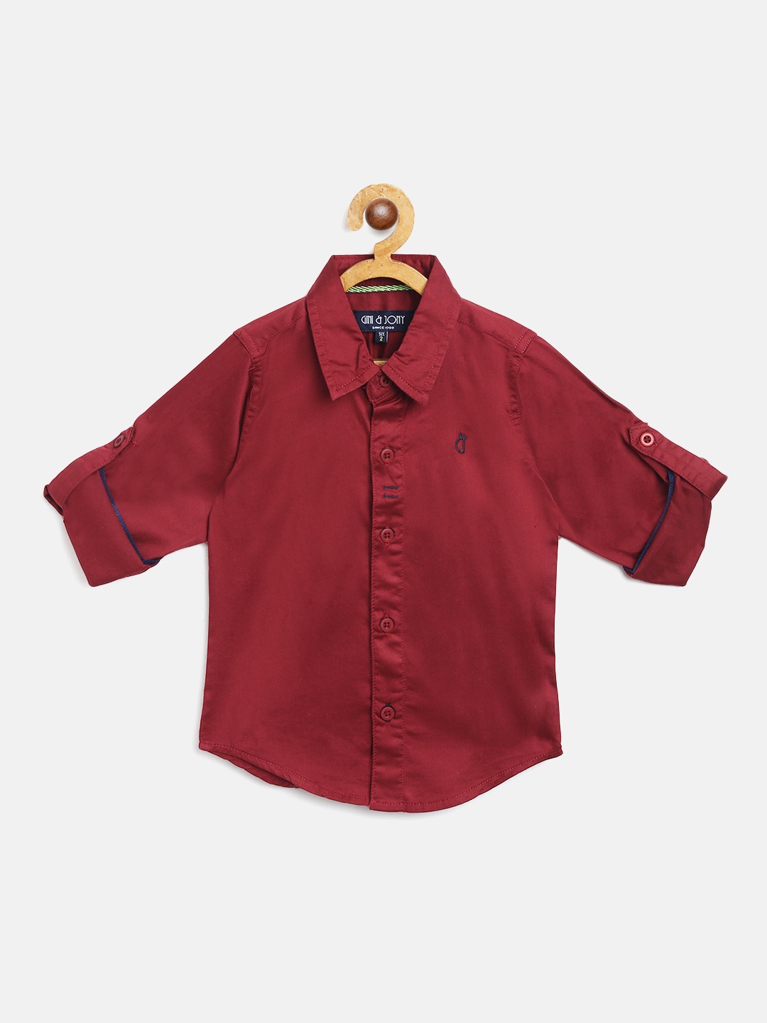

Gini and Jony Boys Maroon Solid Regular Fit Casual Shirt