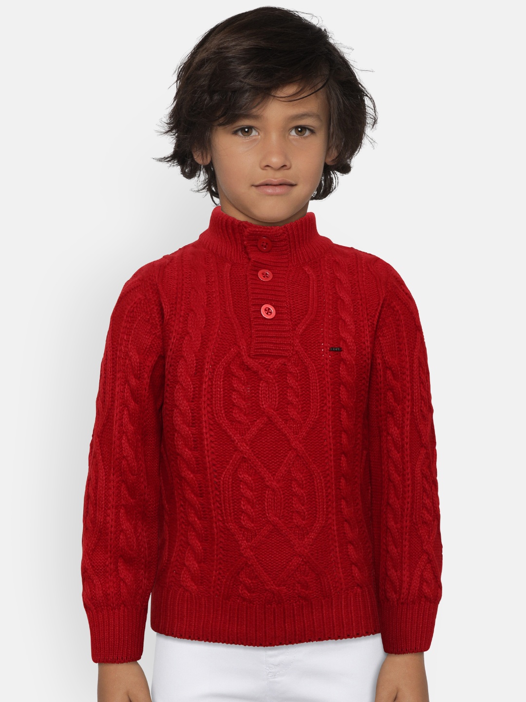 

Gini and Jony Boys Red Cable Knit Pullover Sweater