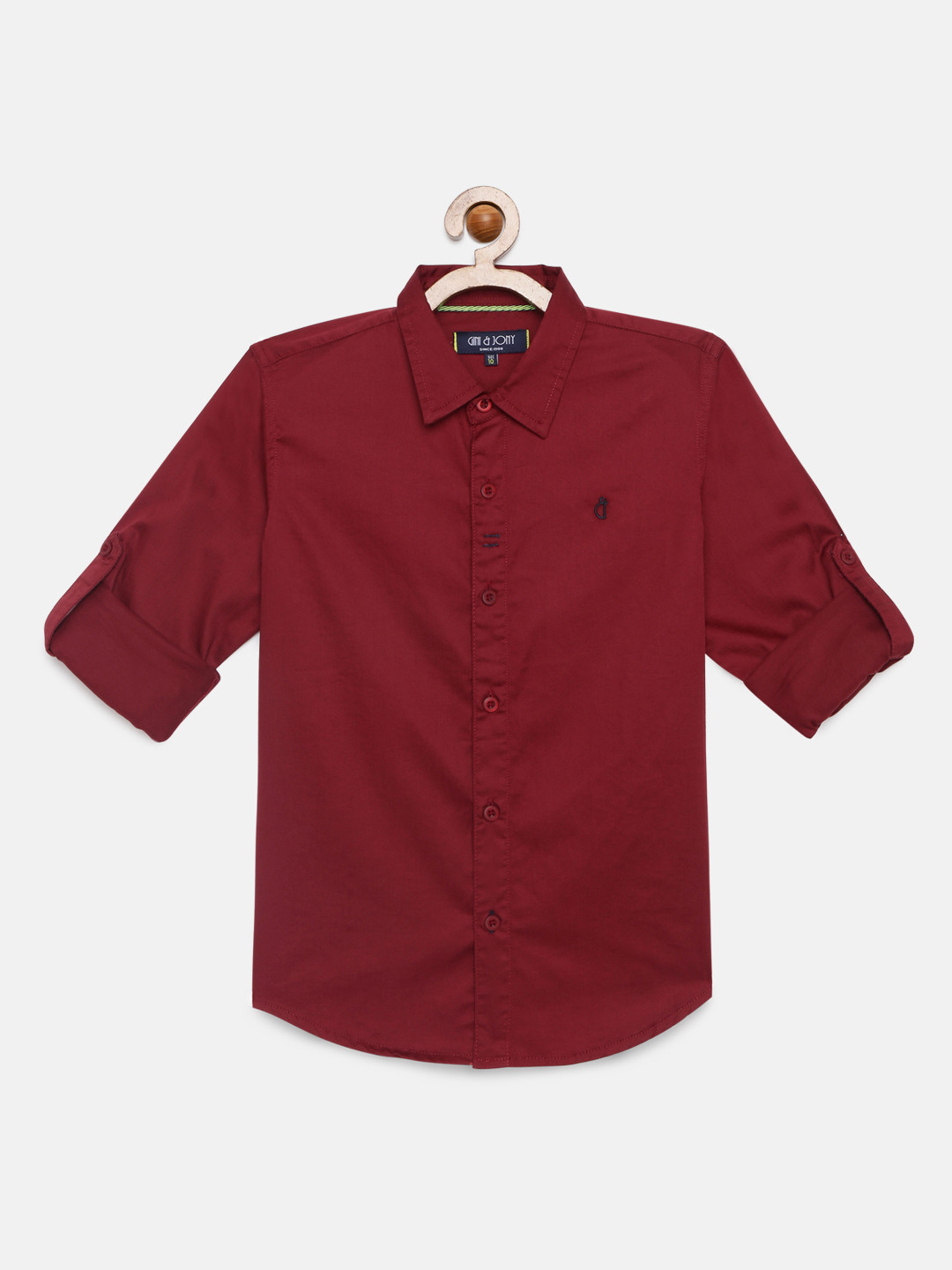 

Gini and Jony Boys Red Regular Fit Solid Casual Shirt