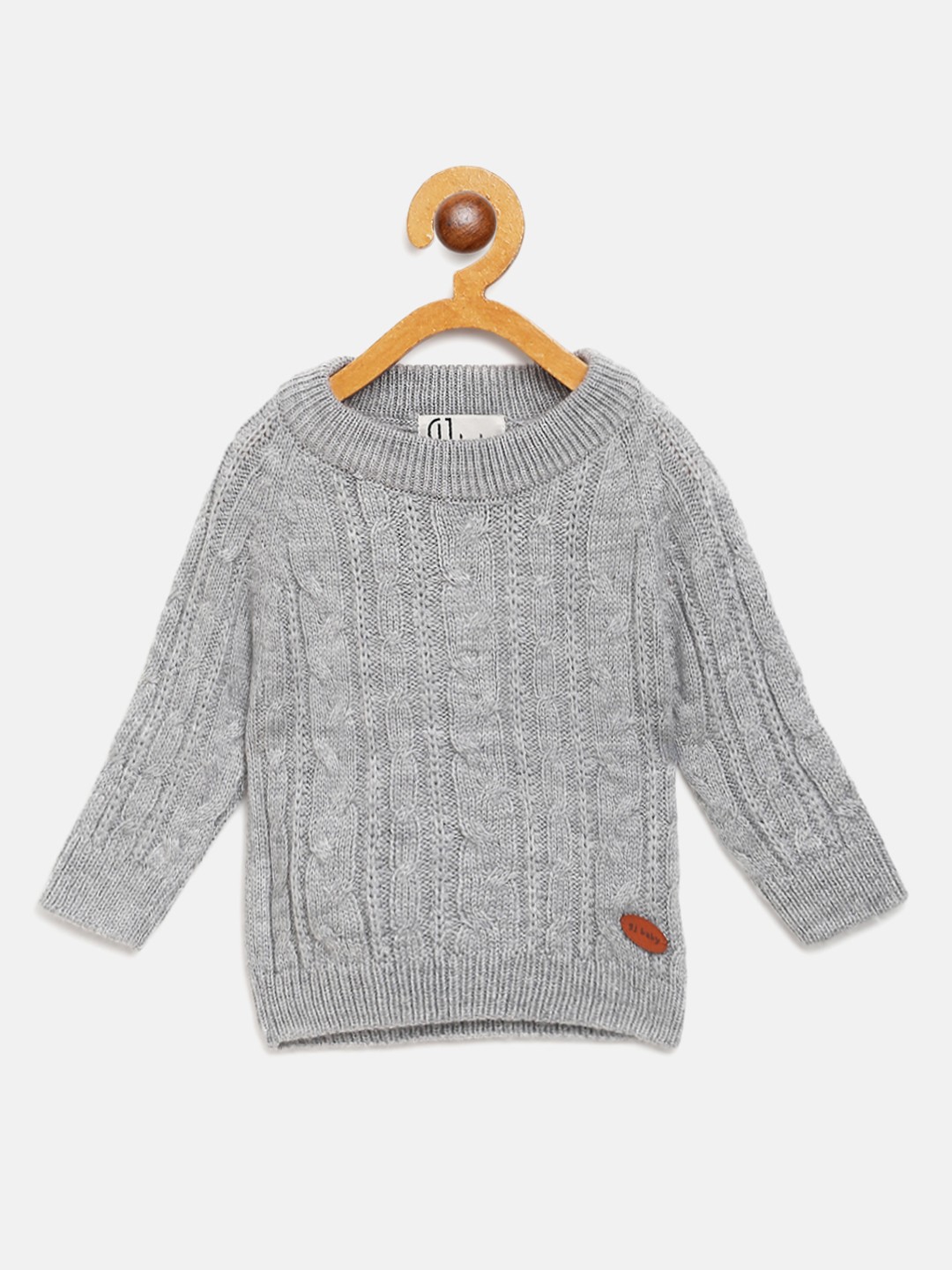 

Gini and Jony Boys Grey Melange Cable Knit Pullover Sweater